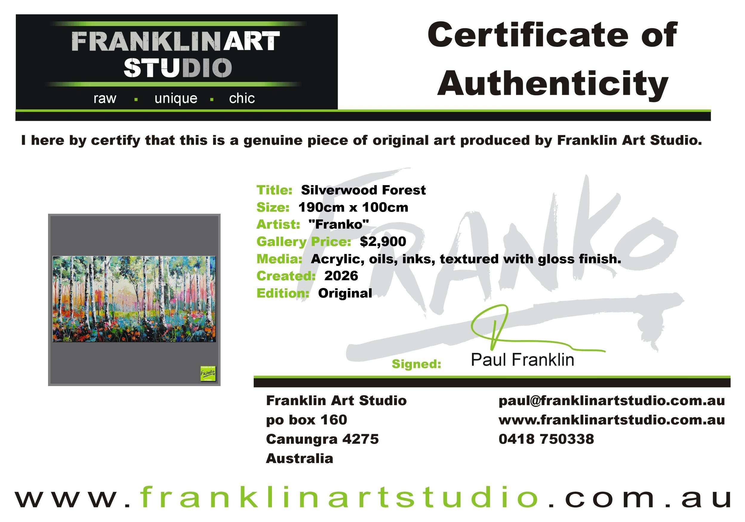 Silverwoods Forest 190cm x 100cm Framed Landscape Textured Abstract Painting (SOLD)