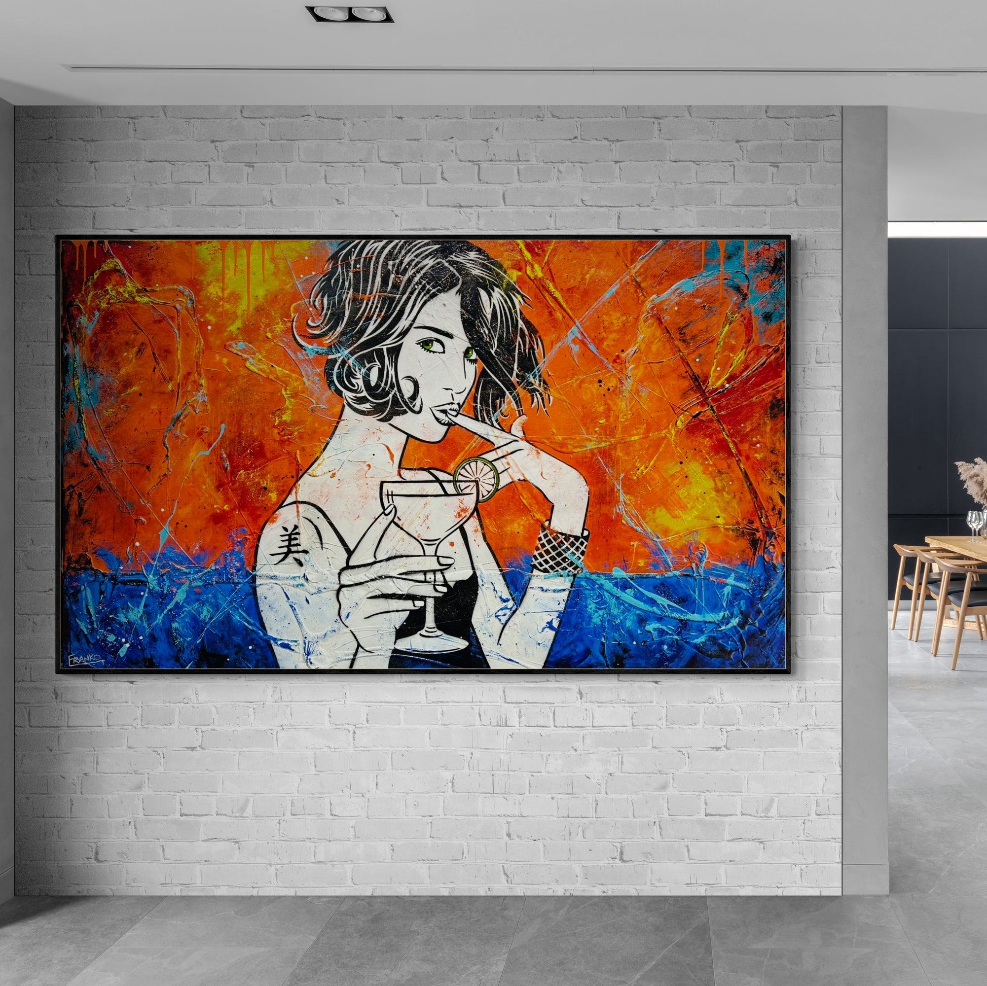 Lime Snap 200cm x 120cm Cocktails Textured Urban Pop Art Painting (SOLD)