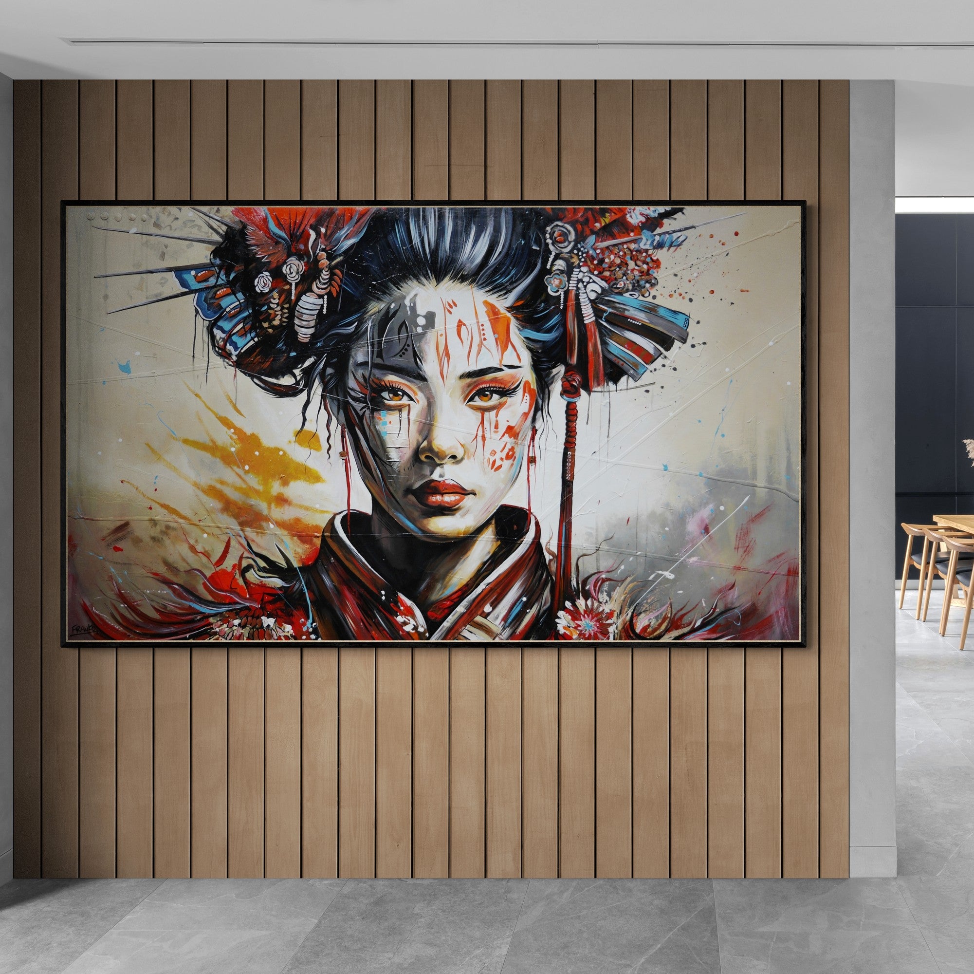 Takeru (Fierce) 200cm x 120cm FRAME INC Geisha Abstract Realism Textured Painting