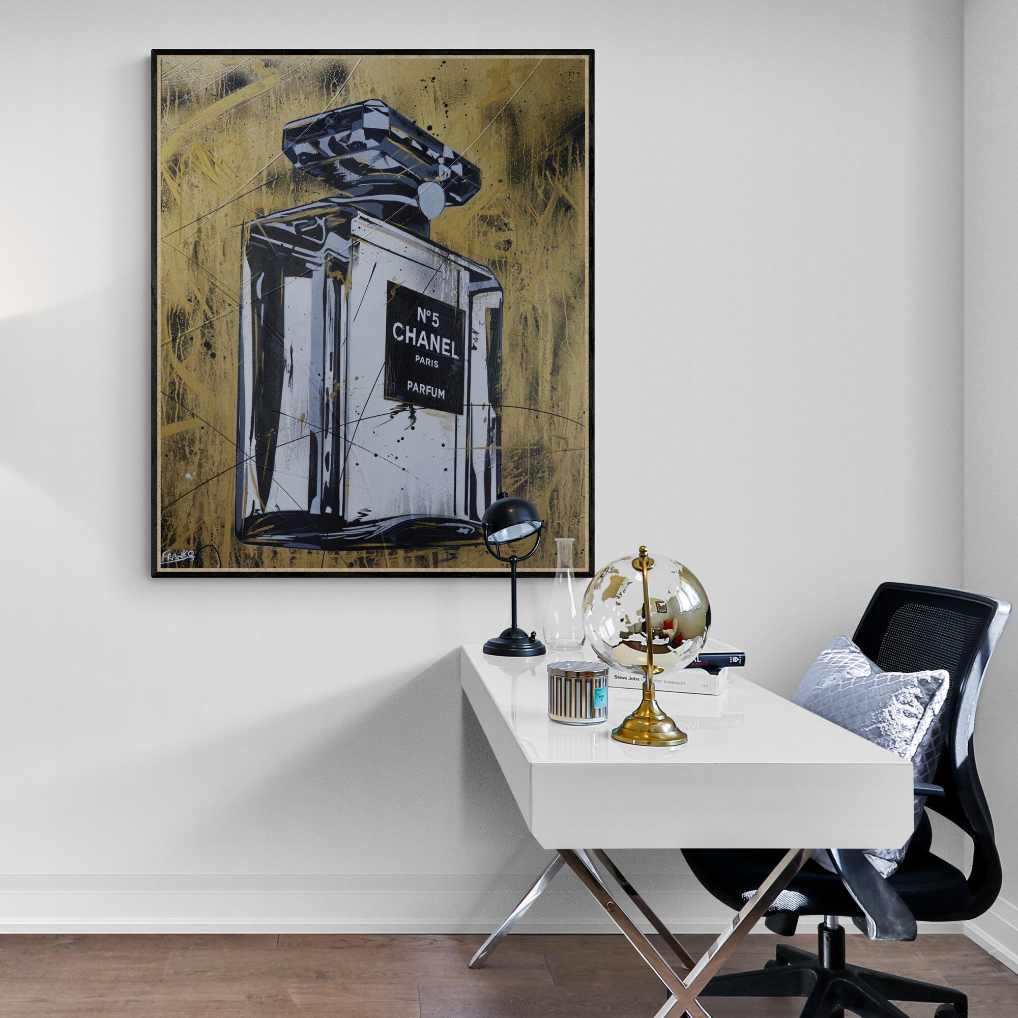 Golden Classic 100cm x 120cm Perfume Bottle Urban Pop Book Club Painting