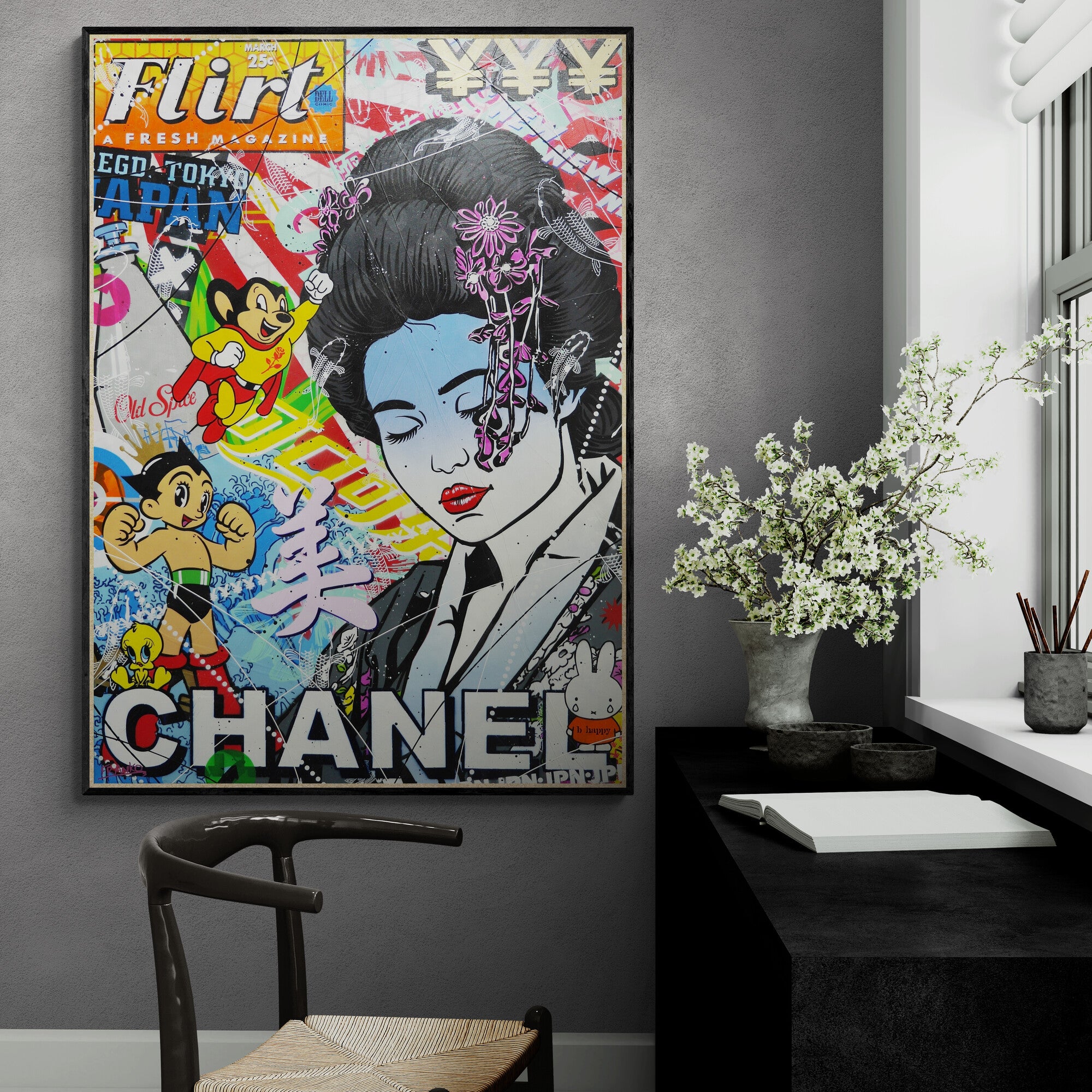 Tokyo Bound 100cm x 140cm Geisha Textured Urban Pop Art Painting (SOLD)