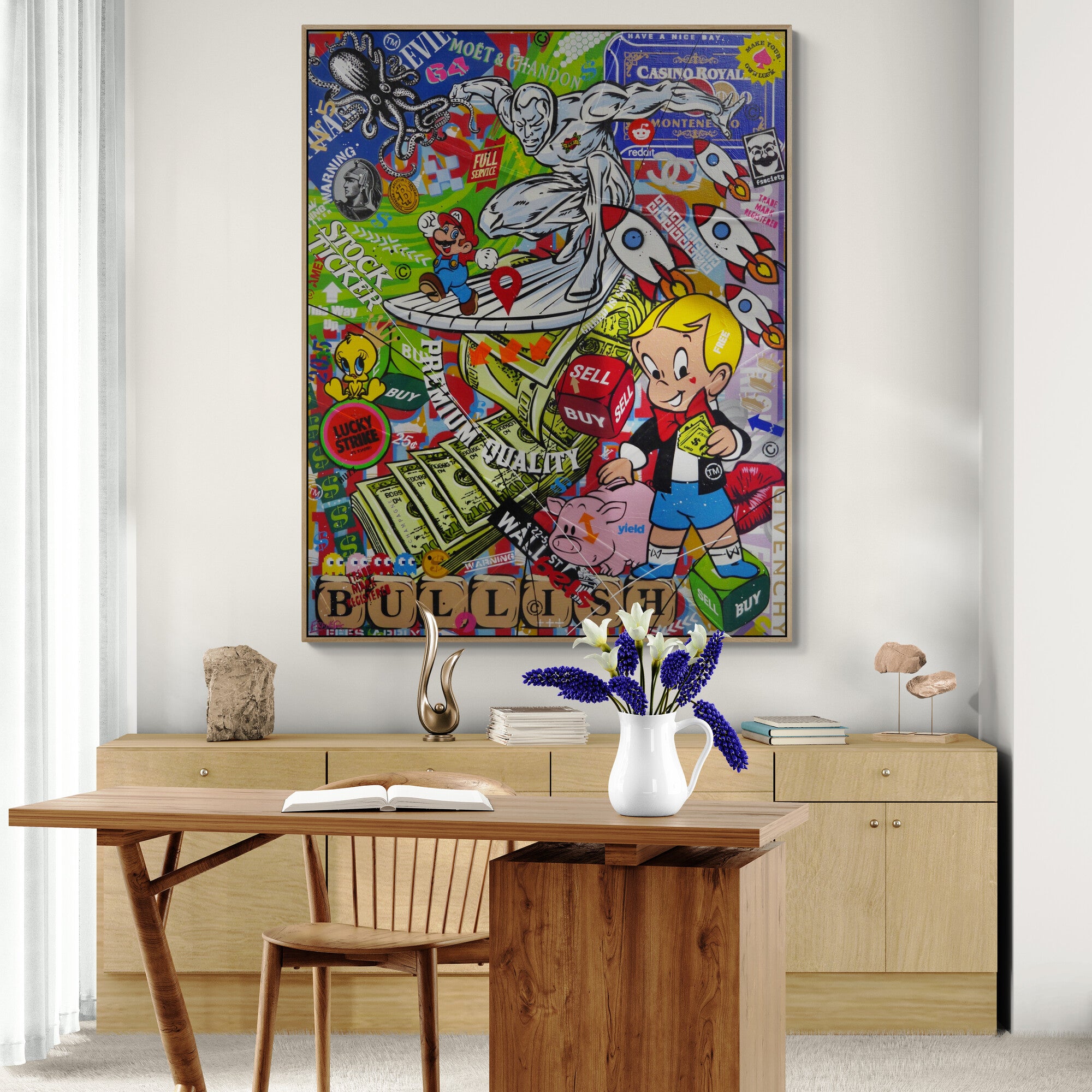 update alt-text with template The Money Wave 120cm x 150cm Monopoly Man Textured Urban Pop Art Painting-Urban Pop Art-[Franko_Artist]-[The_Block]-[Dream_Homes]-[ideas]- [Grand_Designs]-Franklin Art Studio