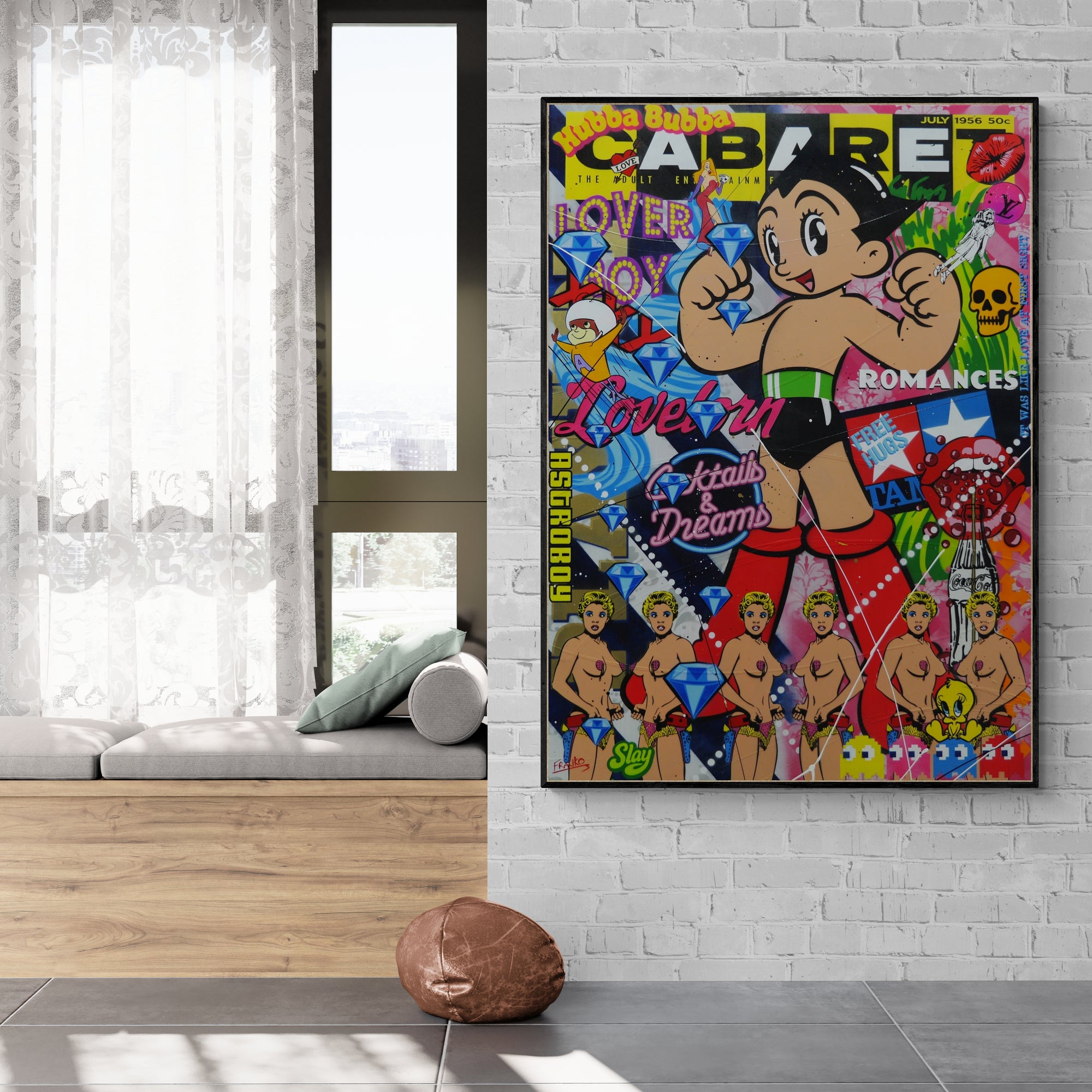 Cabaret Astro 140cm x 100cm Textured Urban Pop Art Painting-Urban Pop Art-[Franko_Artist]-[Australian_artist]-[Gold_Coast]-[Brisbane]-[modern]-[contemporary]-[original]-[Large_artwork]-[The_Block]-[Dream_Homes]-[ideas]-[Grand_Designs]-[Art_Lover]-Franklin Art Studio