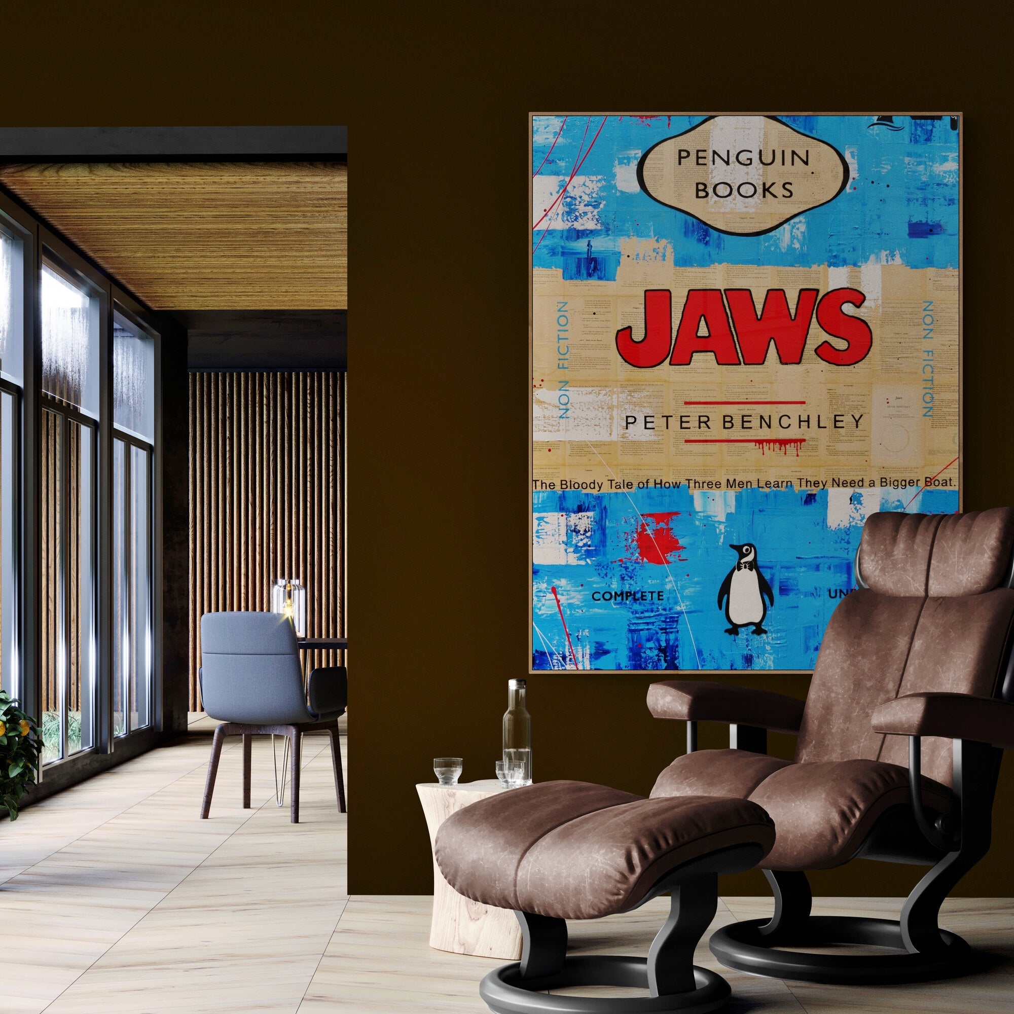 Jaws 140cm x 100cm Urban Pop Book Club Painting (SOLD)-book club-[Franko_Artist]-[The_Block]-[Dream_Homes]-[ideas]-[Grand_Designs]-[Art_Lover]-Franklin Art Studio