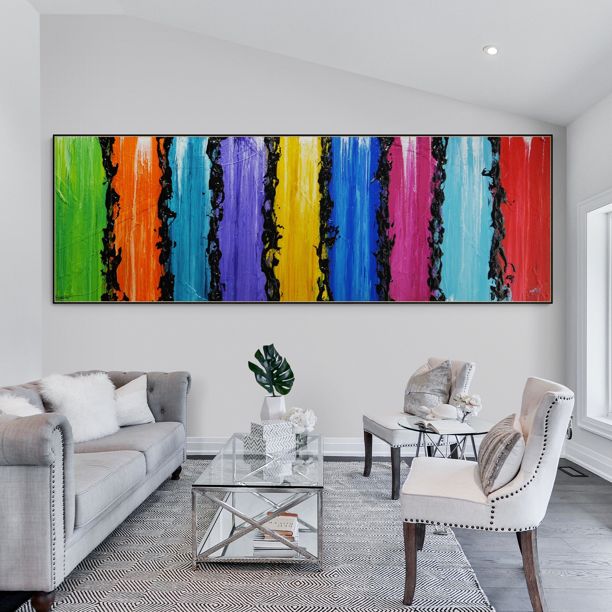 update alt-text with template Colour Risque 295cm x 100cm Colourful Textured Abstract Painting-Abstract-[Franko_Artist]-[The_Block]-[Dream_Homes]-[ideas]- [Grand_Designs]-Franklin Art Studio