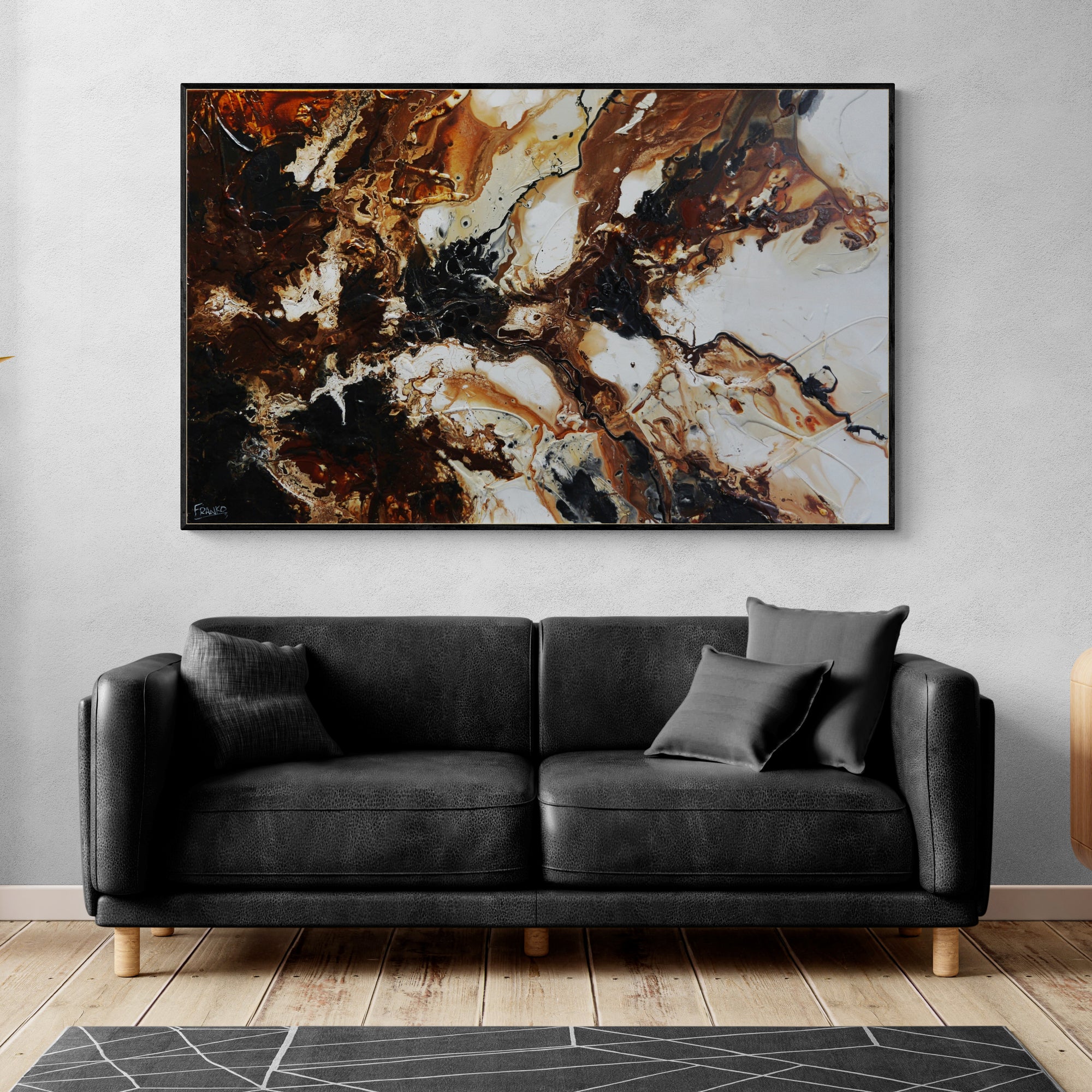 Almonds and Oxide 160cm x 100cm Rustic Textured Abstract Painting (SOLD)-Abstract-[Franko_Artist]-[The_Block]-[Dream_Homes]-[ideas]-[Grand_Designs]-[Art_Lover]-Franklin Art Studio