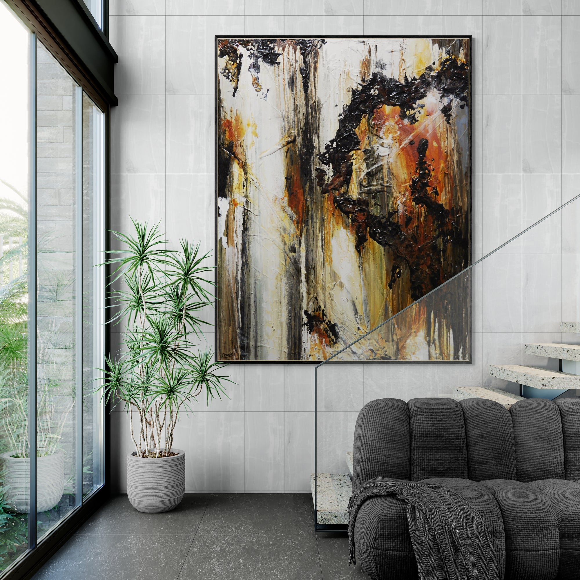 Ghosted Gum 140cm x 180cm Rustic Textured Abstract Painting