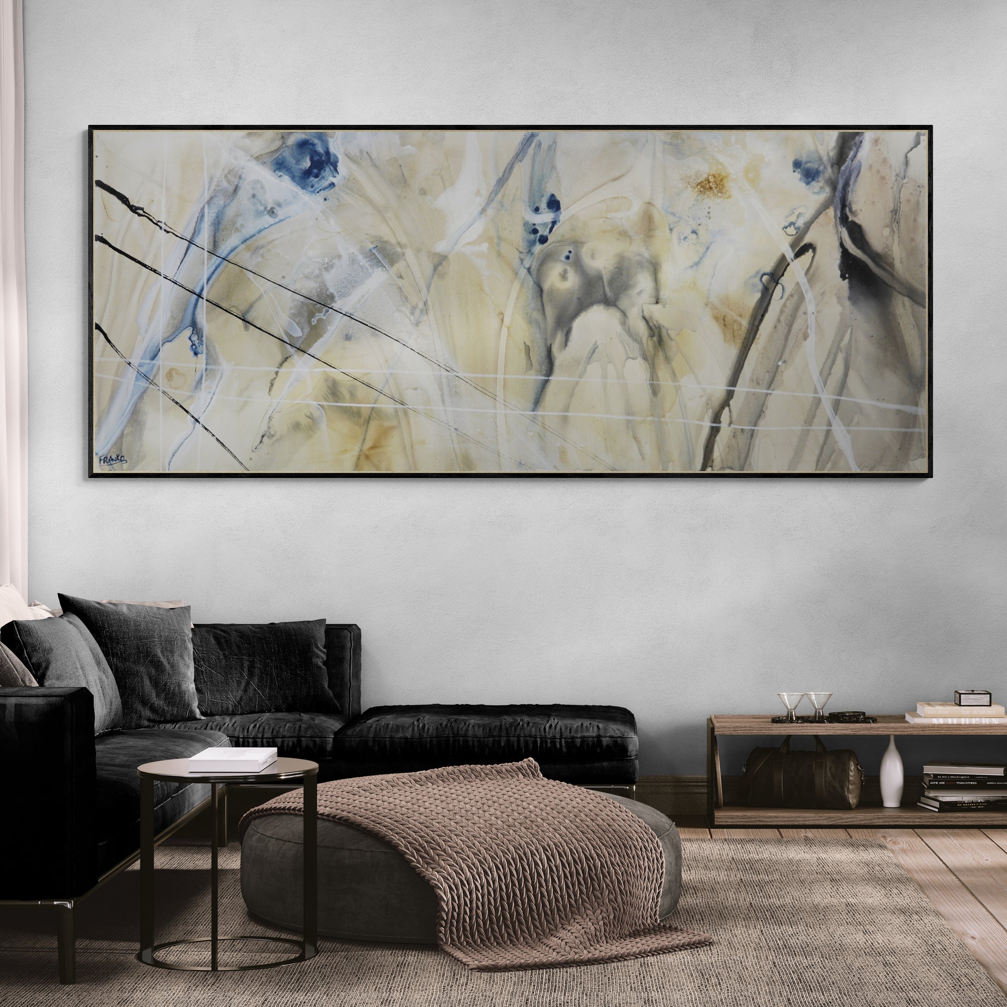 Refined 14 240cm x 100cm Blended Ink Abstract Painting (SOLD)