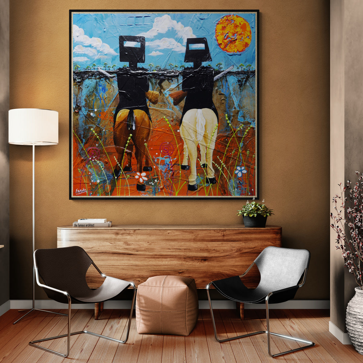 Bandit Bros 120cm x 120cm Australiana Textured Abstract Painting (SOLD)