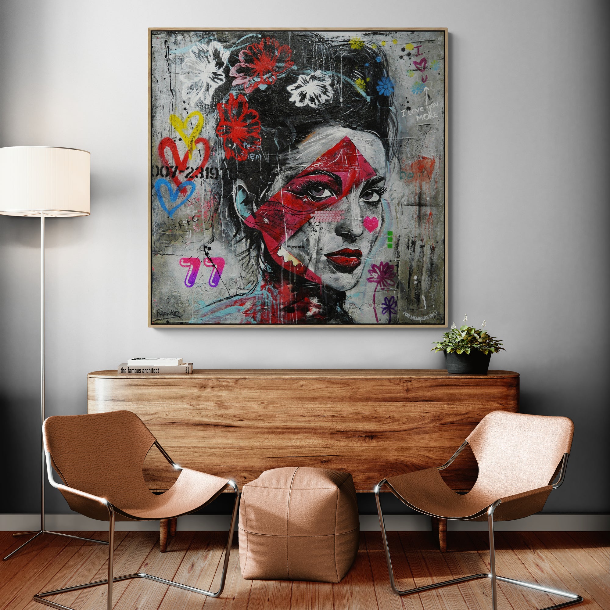 Jade 90cm x 90cm Industrial Concrete Textured Urban Pop Art Painting