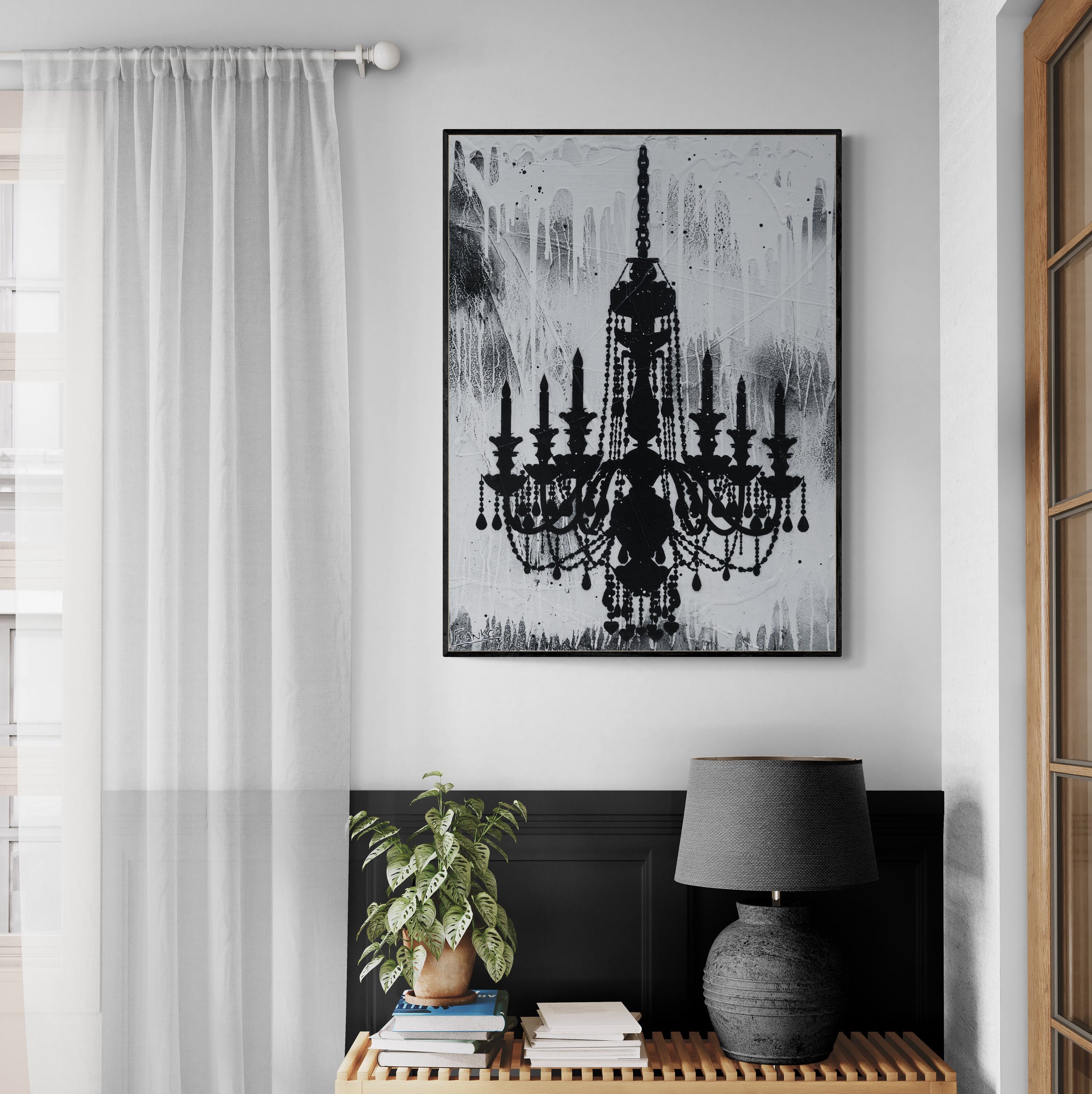 Blaq Glass 75cm x 100cm Chandelier Textured Urban Pop Art Painting-Urban Pop Art-[Franko_Artist]-[Australian_artist]-[Gold_Coast]-[Brisbane]-[modern]-[contemporary]-[original]-[Large_artwork]-[The_Block]-[Dream_Homes]-[ideas]-[Grand_Designs]-[Art_Lover]-Franklin Art Studio