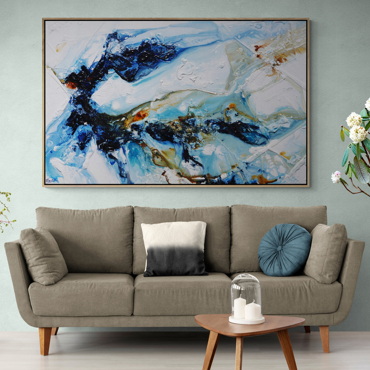 Aquatic Infatuation 160cm x 100cm Blue Textured Abstract Painting