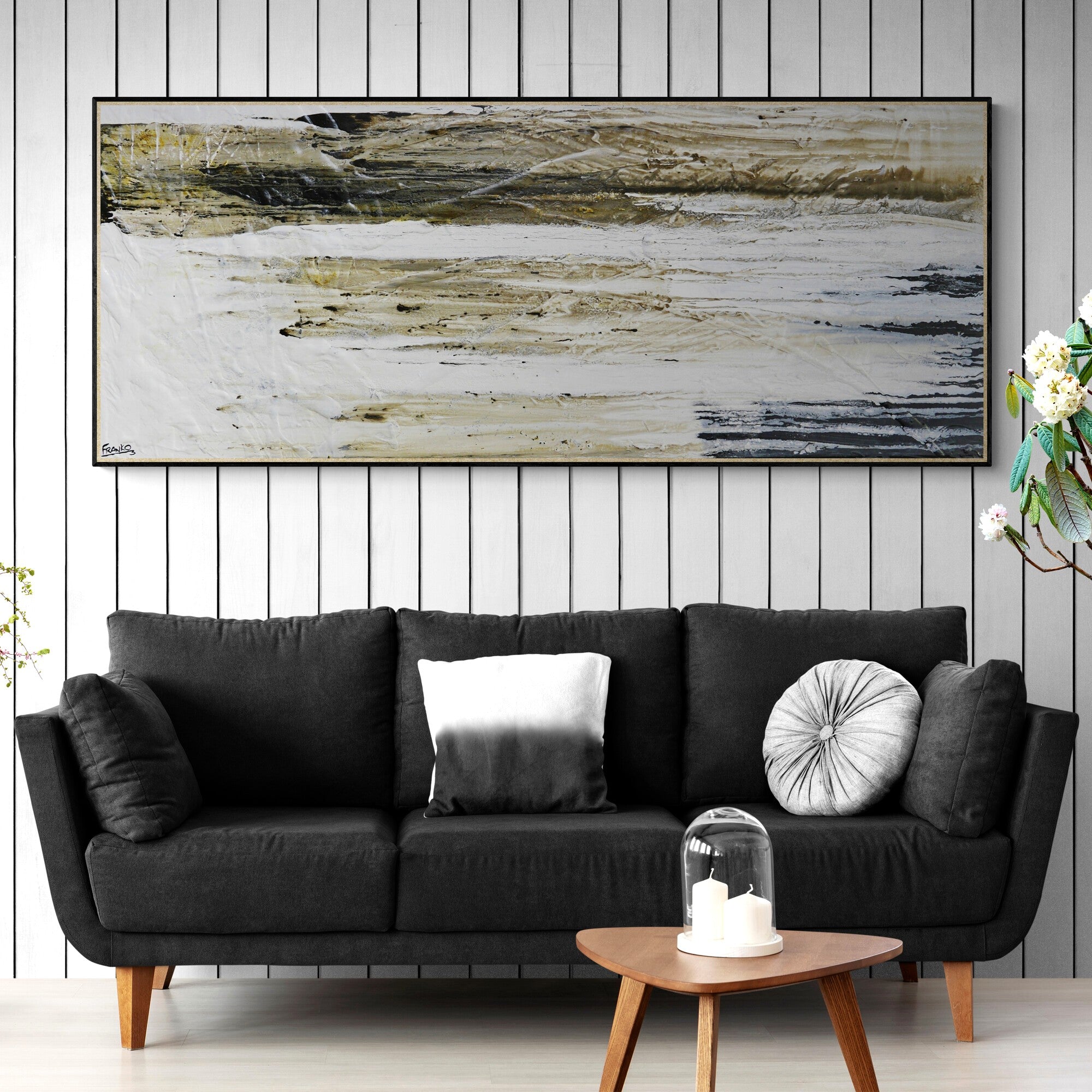 Sway 200cm x 80cm Earthy Textured Abstract Painting with gloss finish