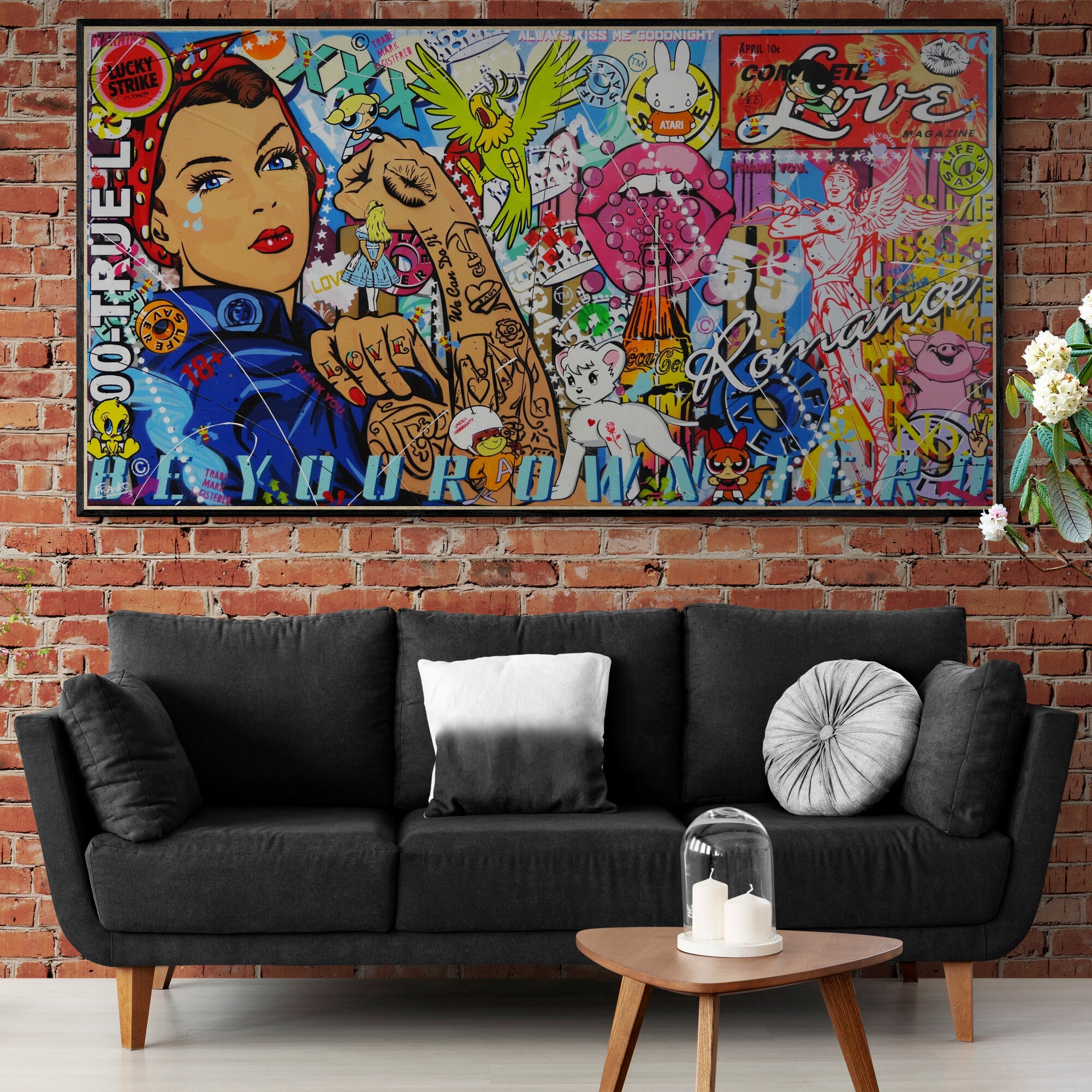 Rebel Rosie 190cm x 100cm Rosie The Riveter Textured Urban Pop Art Painting (SOLD)