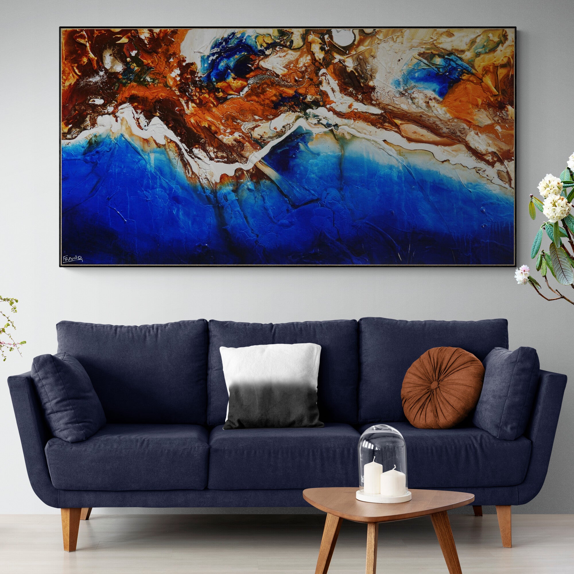 The Western Coast 190cm x 100cm Coastal Textured Abstract Painting (SOLD)-Abstract-[Franko_Artist]-[The_Block]-[Dream_Homes]-[ideas]-[Grand_Designs]-[Art_Lover]-Franklin Art Studio