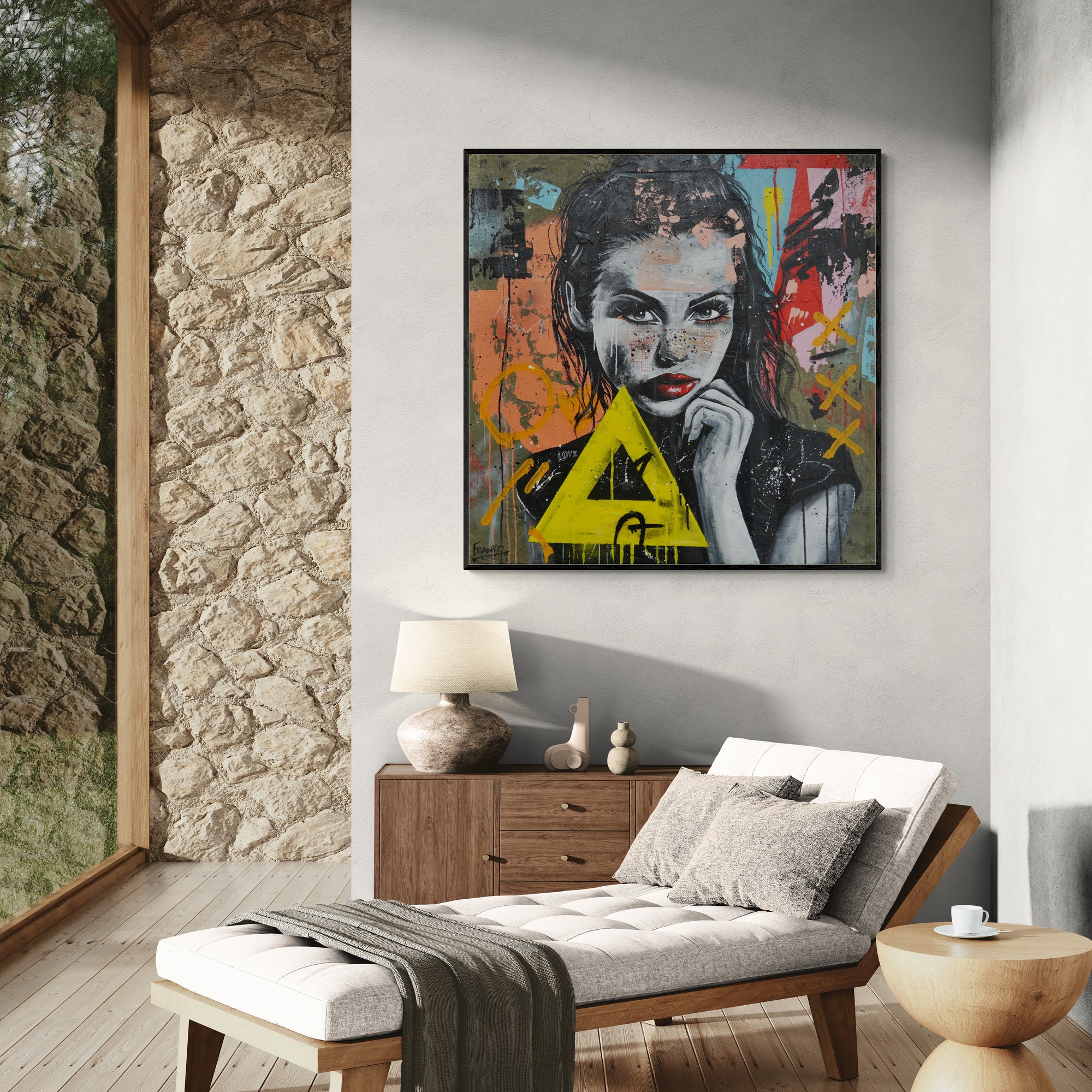 Jocelyn 90cm x 90cm Framed Sexy Concrete Textured Street Art Painting (SOLD)-concrete-[Franko_Artist]-[The_Block]-[Dream_Homes]-[ideas]-[Grand_Designs]-[Art_Lover]-Franklin Art Studio