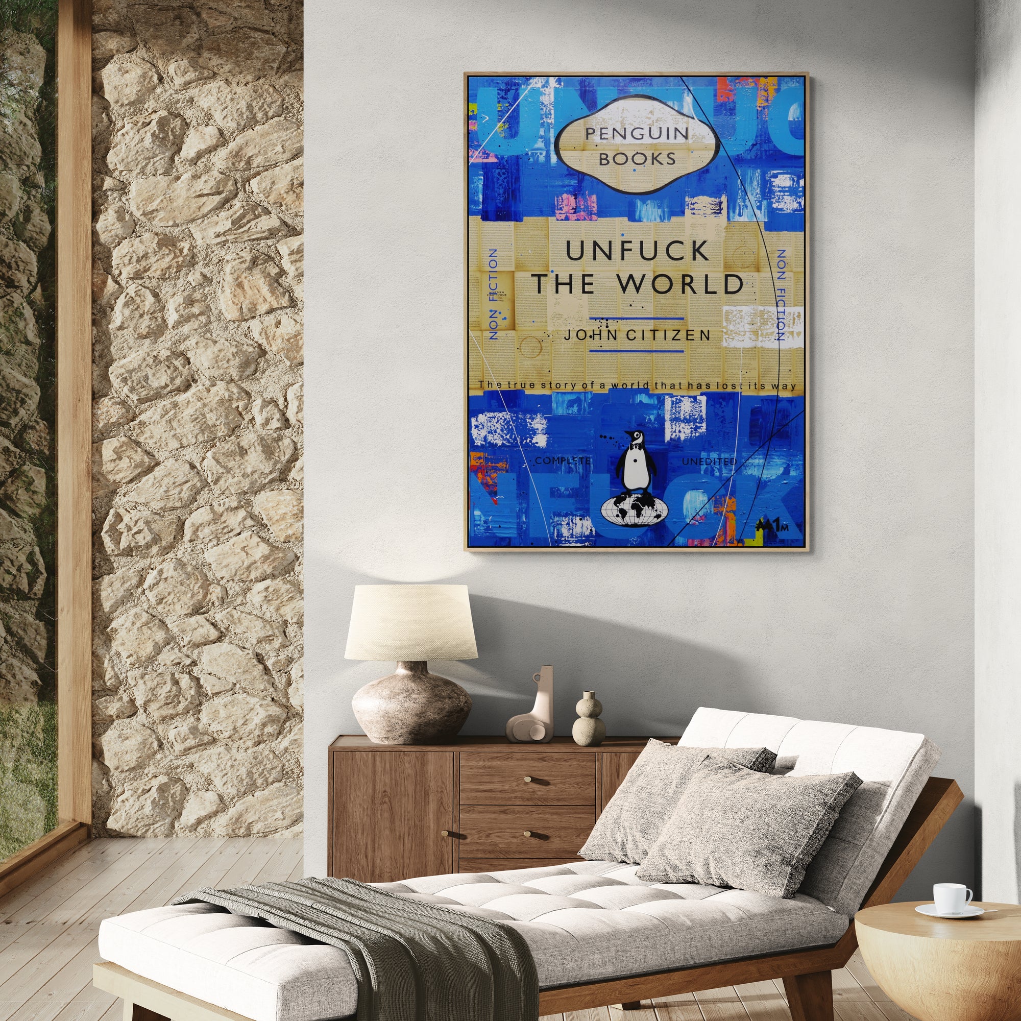 Unf*#k everything ... gently 140cm x 100cm Urban Pop Book Club Painting-book club-[Franko_Artist]-[Australian_artist]-[Gold_Coast]-[Brisbane]-[modern]-[contemporary]-[original]-[Large_artwork]-[The_Block]-[Dream_Homes]-[ideas]-[Grand_Designs]-[Art_Lover]-Franklin Art Studio
