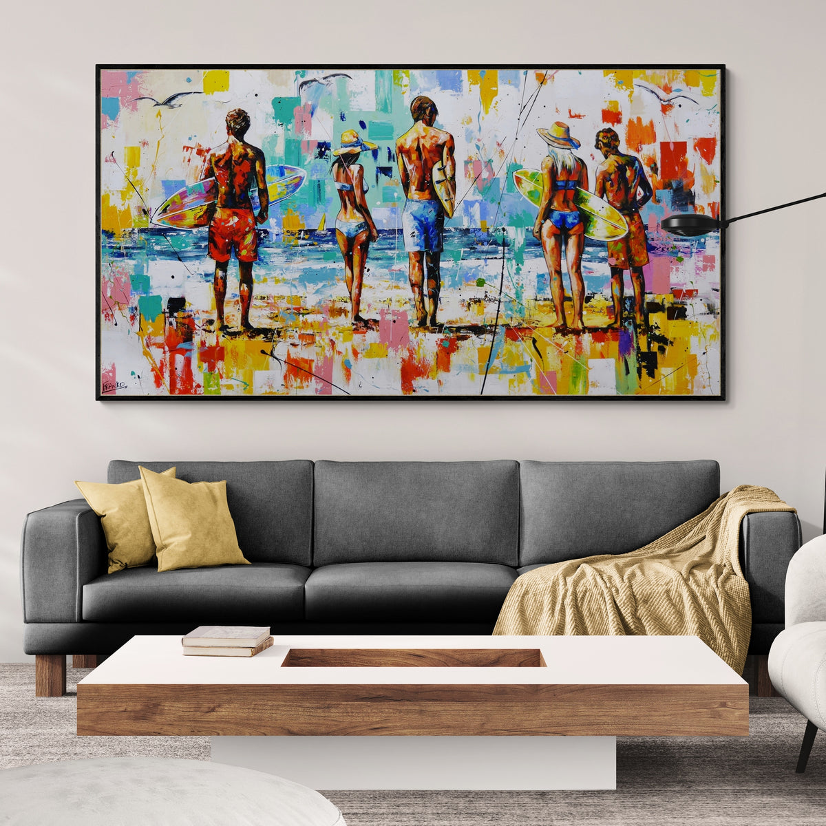 Summer 190cm x 100cm Surfing Textured Abstract Realism Painting