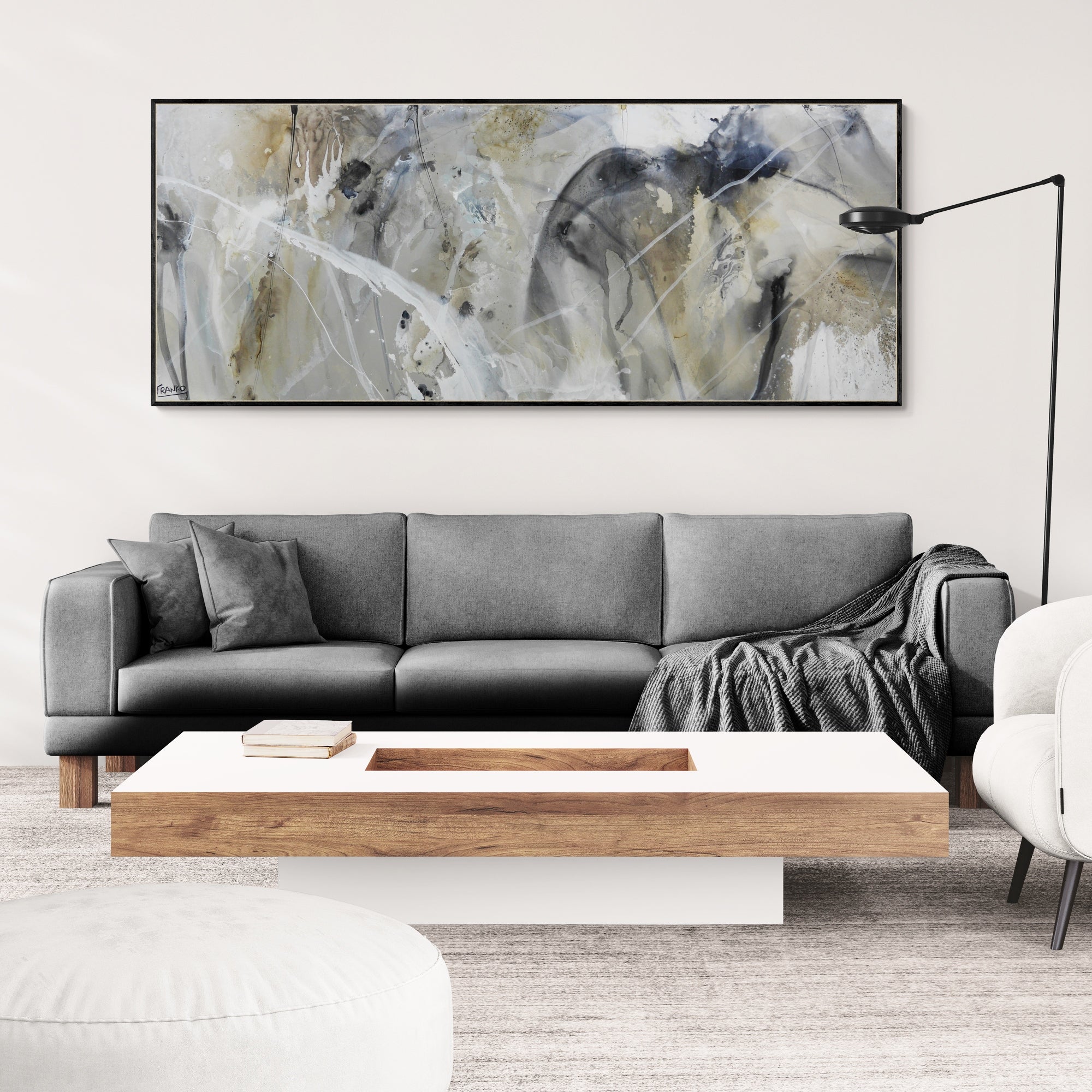 Refined 61 200cm x 80cm Blended Ink Abstract Painting (SOLD)