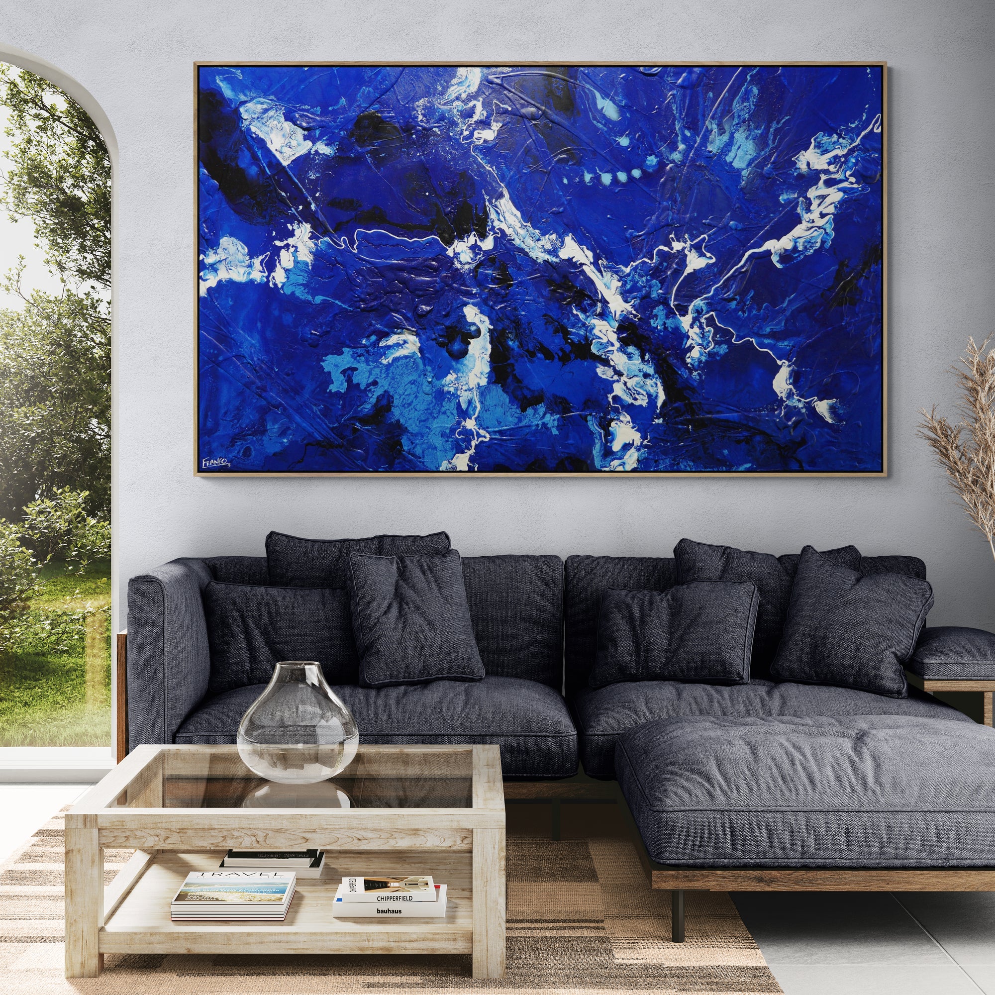 Into The Blue 200cm x 120cm Textured Abstract Painting