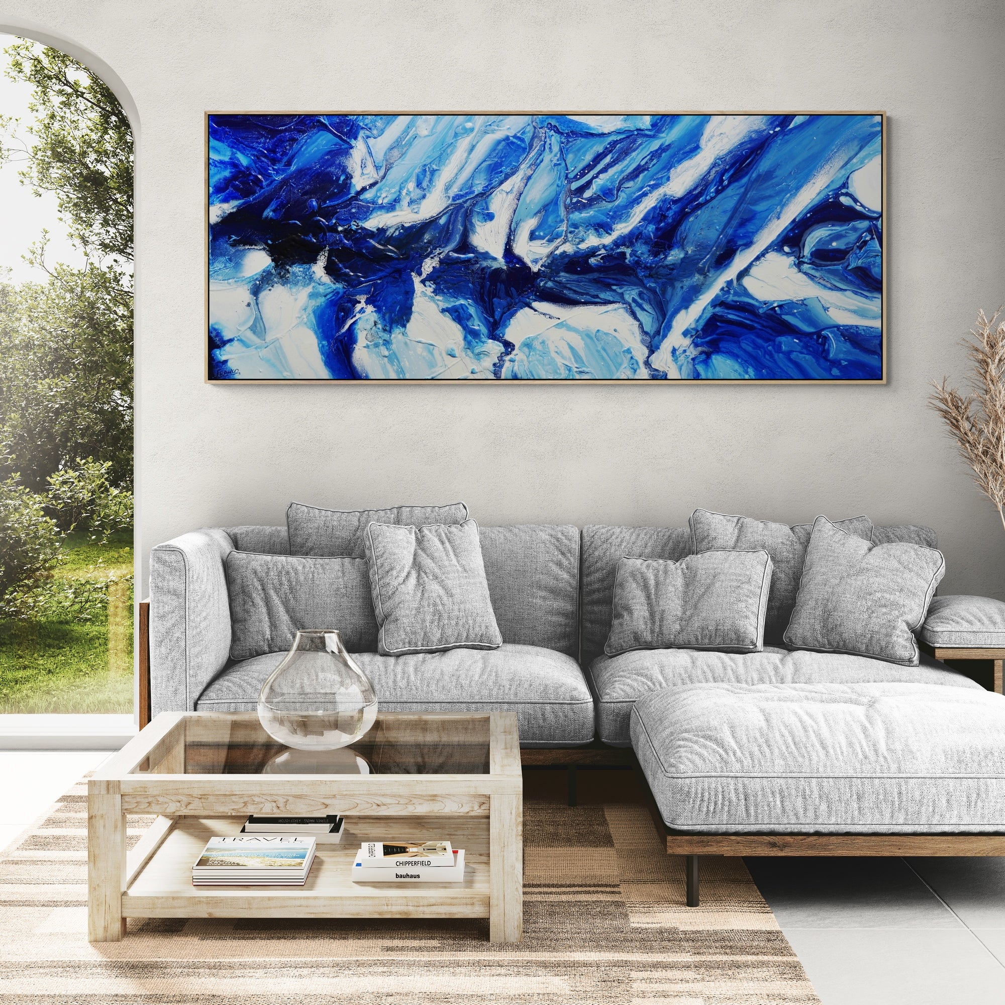 Ultra Blue 200cm x 80cm Textured Abstract Painting-Abstract-[Franko_Artist]-[Australian_artist]-[Gold_Coast]-[Brisbane]-[modern]-[contemporary]-[original]-[Large_artwork]-[The_Block]-[Dream_Homes]-[ideas]-[Grand_Designs]-[Art_Lover]-Franklin Art Studio