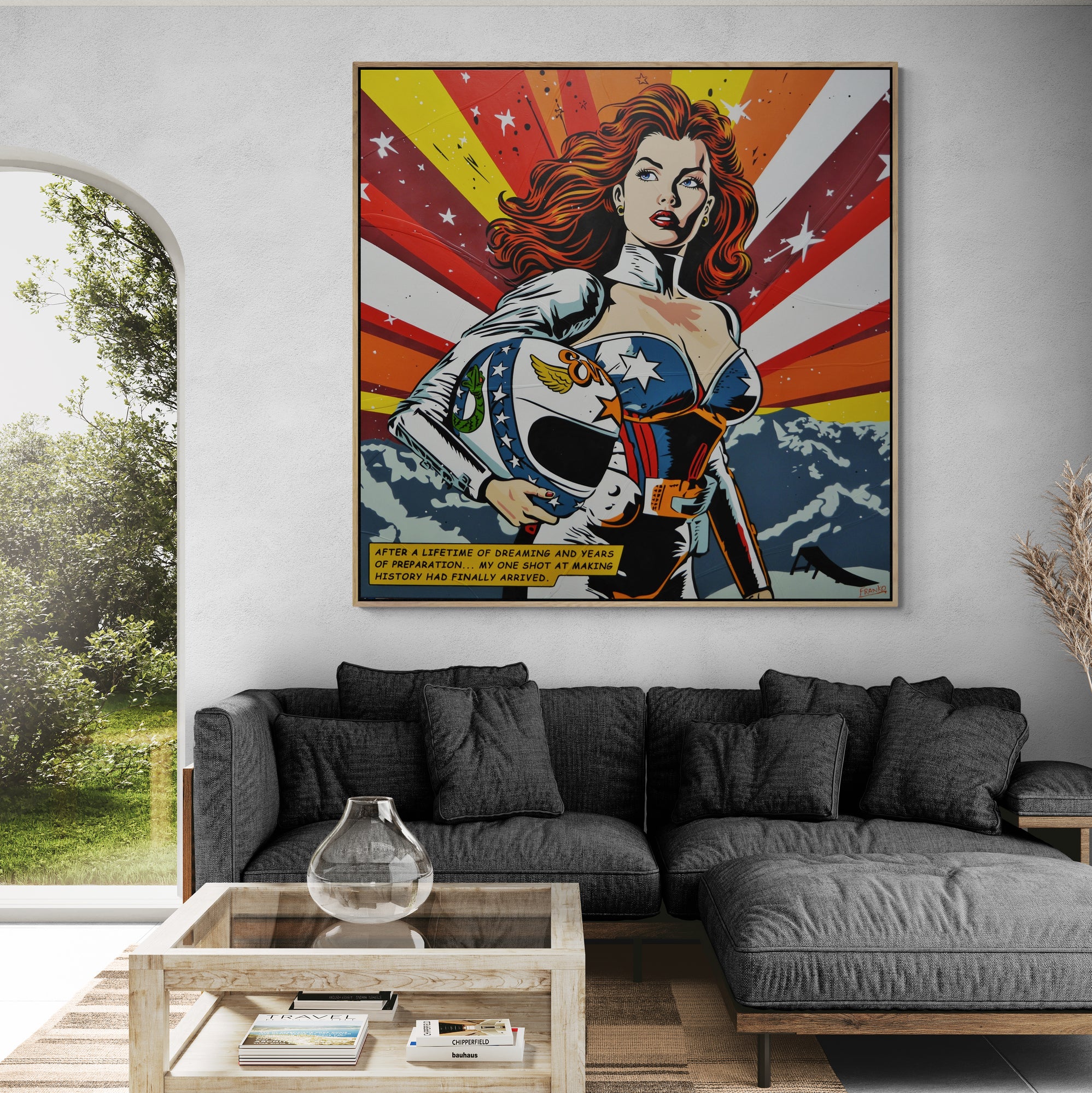 The Jump 150cm x 150cm Stunt Devil Textured Classic Pop Art Painting