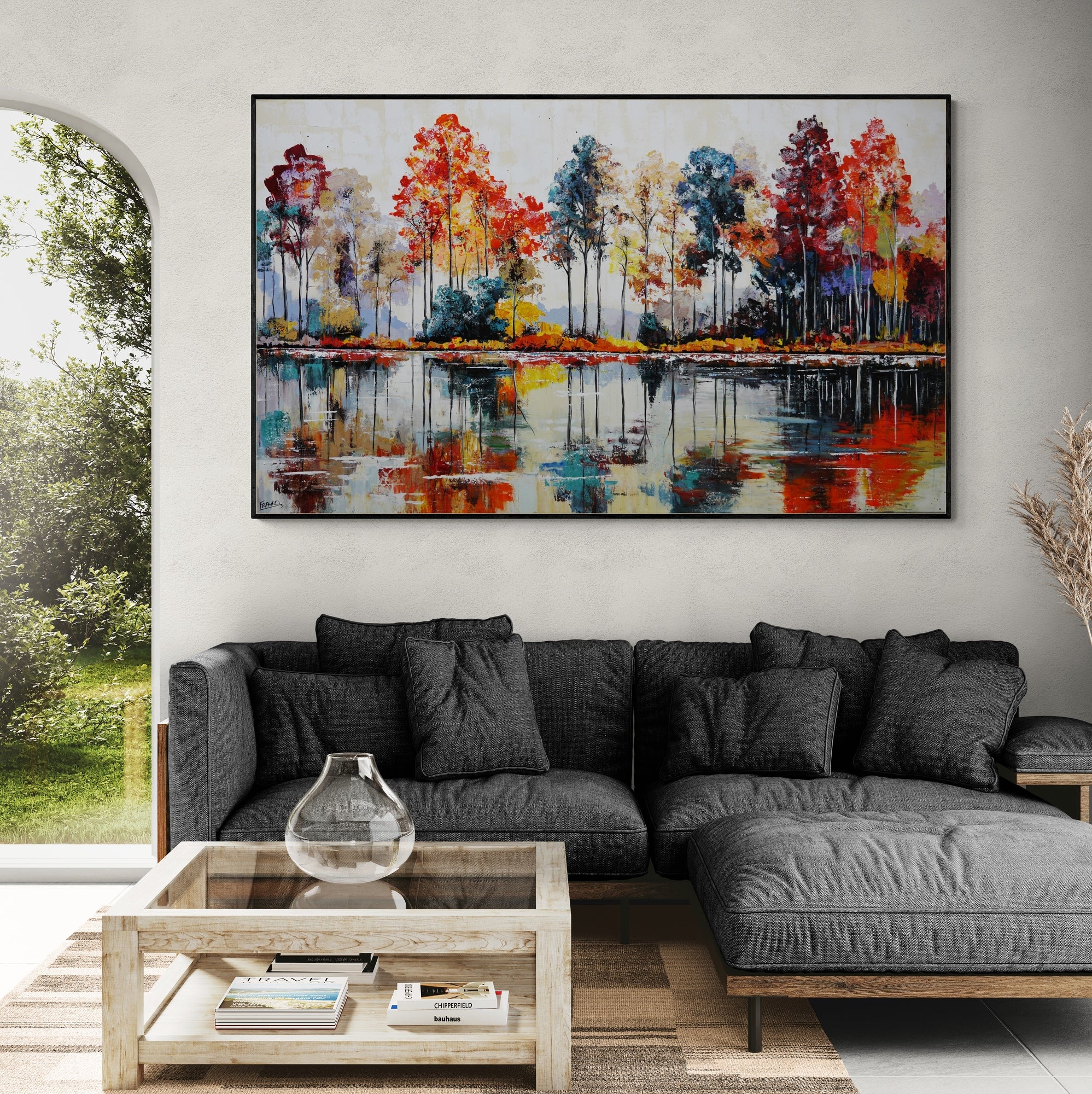update alt-text with template Autumn Light 200cm x 120cm Framed Landscape Textured Abstract Realism Painting-abstract realism-[Franko_Artist]-[The_Block]-[Dream_Homes]-[ideas]- [Grand_Designs]-Franklin Art Studio