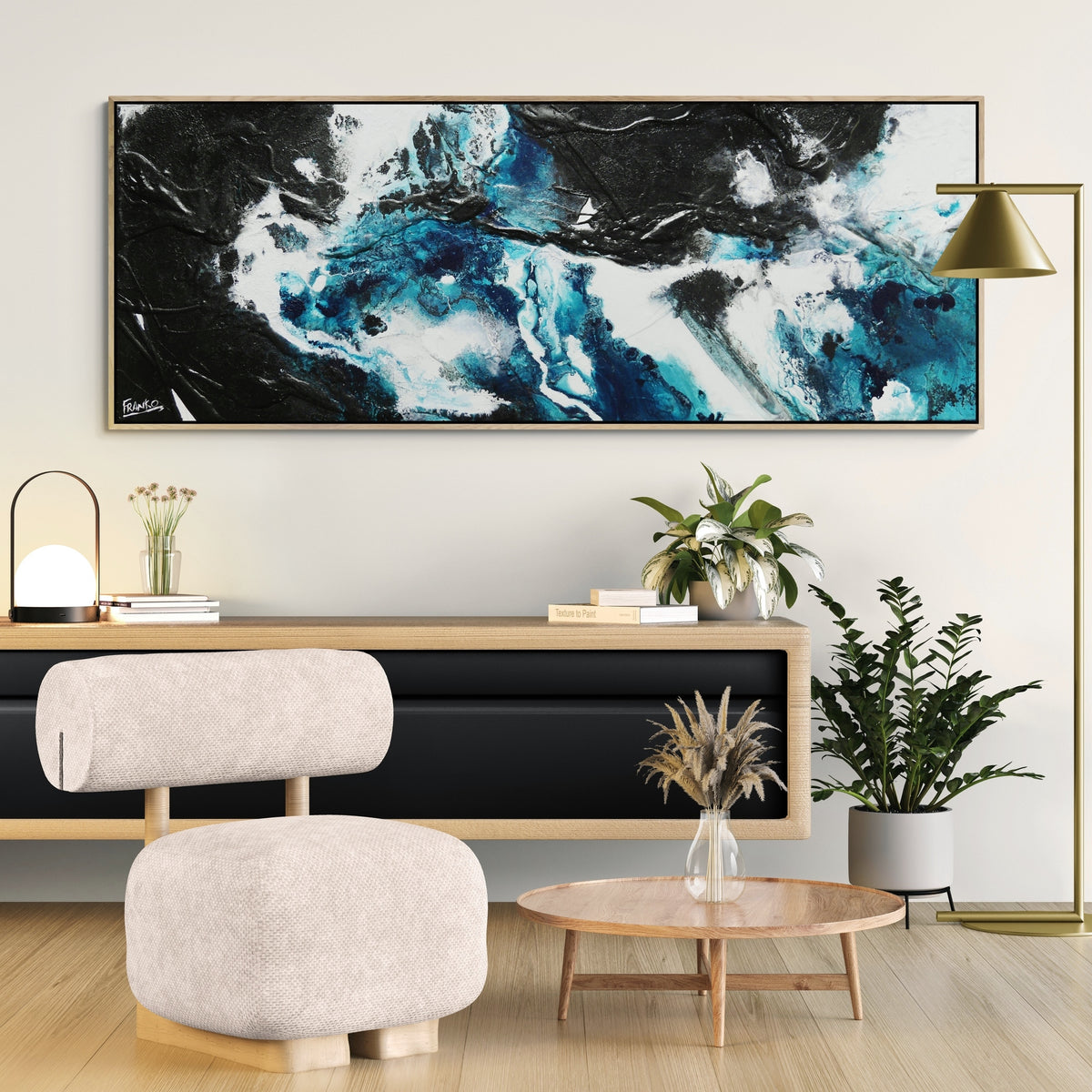 Teal Infusion 160cm x 60cm Textured Abstract Painting