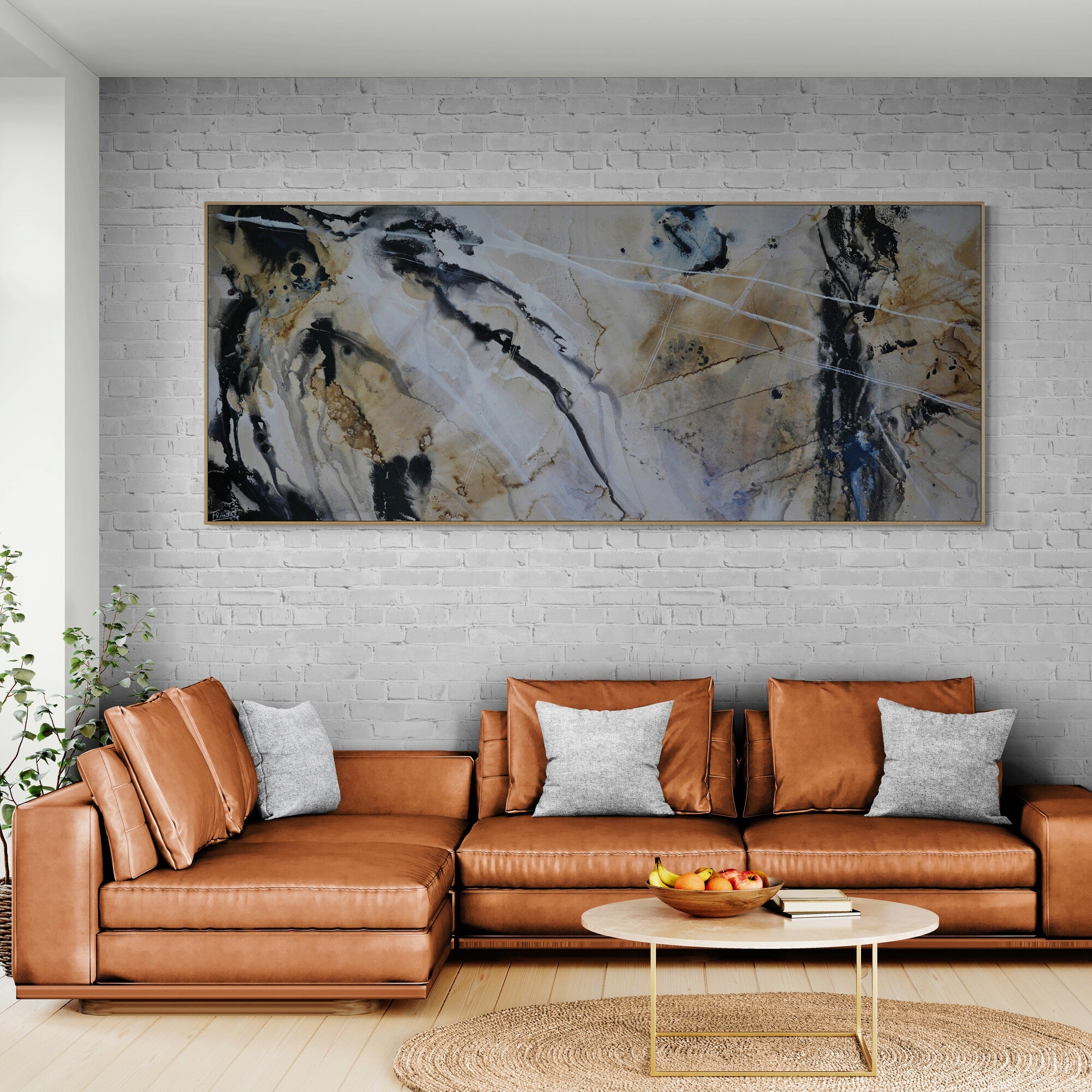 Refined 36 240cm x 100cm Blended Ink Abstract Painting (SOLD)-Abstract-[Franko_Artist]-[The_Block]-[Dream_Homes]-[ideas]-[Grand_Designs]-[Art_Lover]-Franklin Art Studio