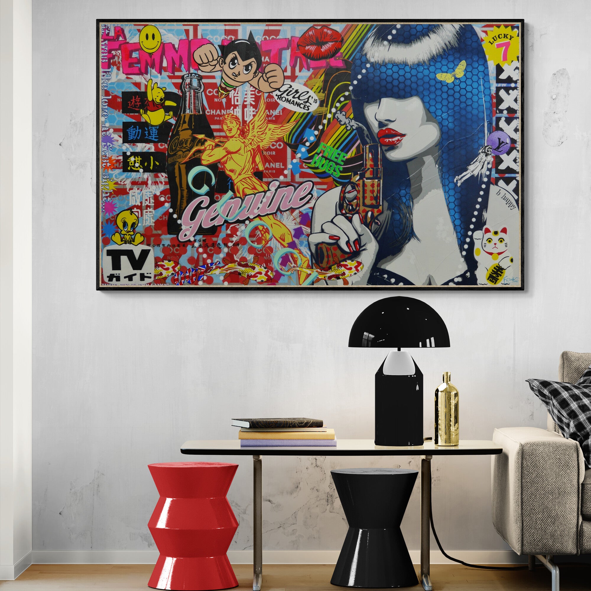 Genuine Love? 160cm x 100cm Textured Urban Pop Art Painting-Urban Pop Art-[Franko_Artist]-[Australian_artist]-[Gold_Coast]-[Brisbane]-[modern]-[contemporary]-[original]-[Large_artwork]-[The_Block]-[Dream_Homes]-[ideas]-[Grand_Designs]-[Art_Lover]-Franklin Art Studio