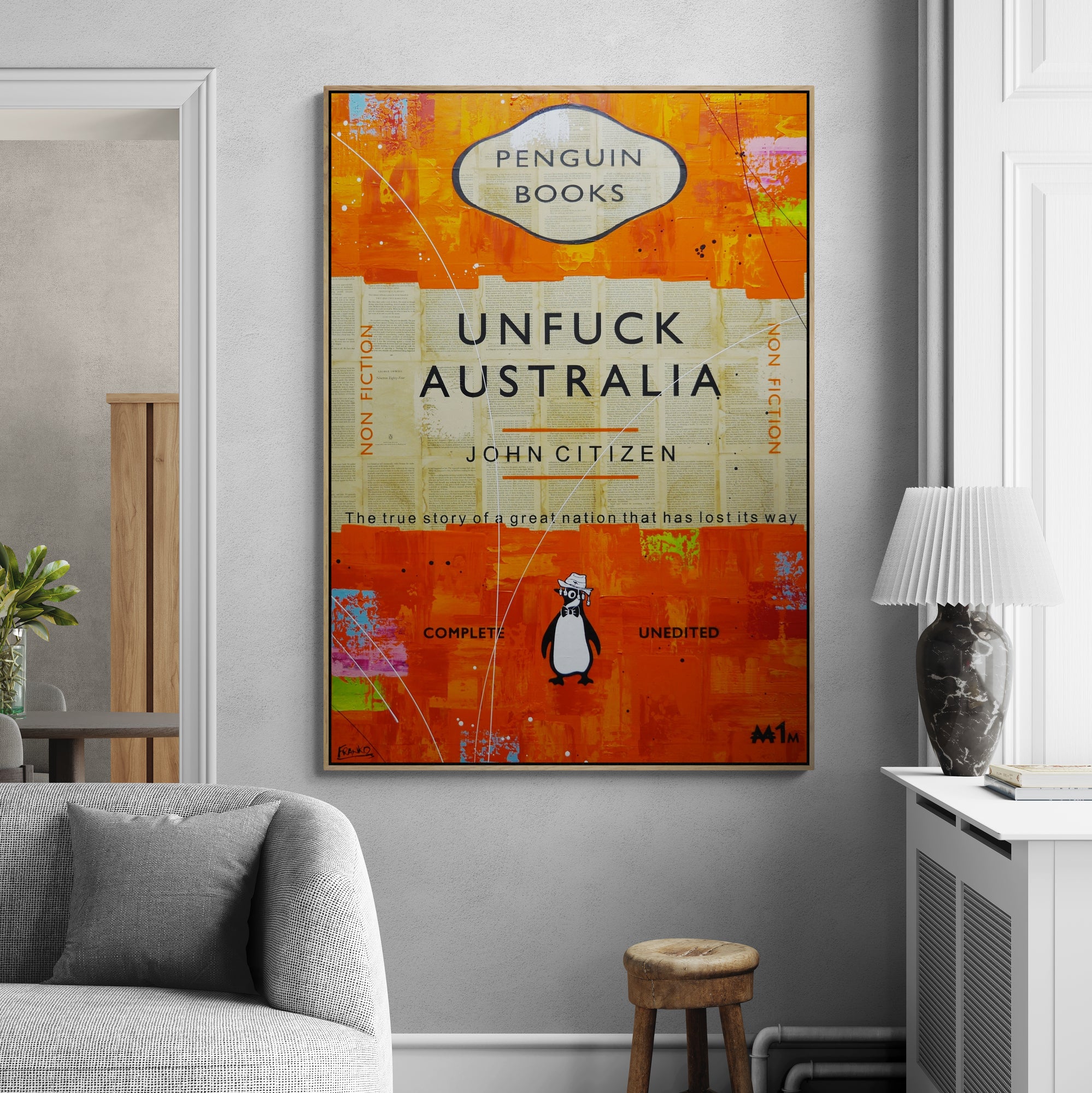 Land Gone Under 140cm x 100cm Australiana Urban Pop Book Club Painting (SOLD)