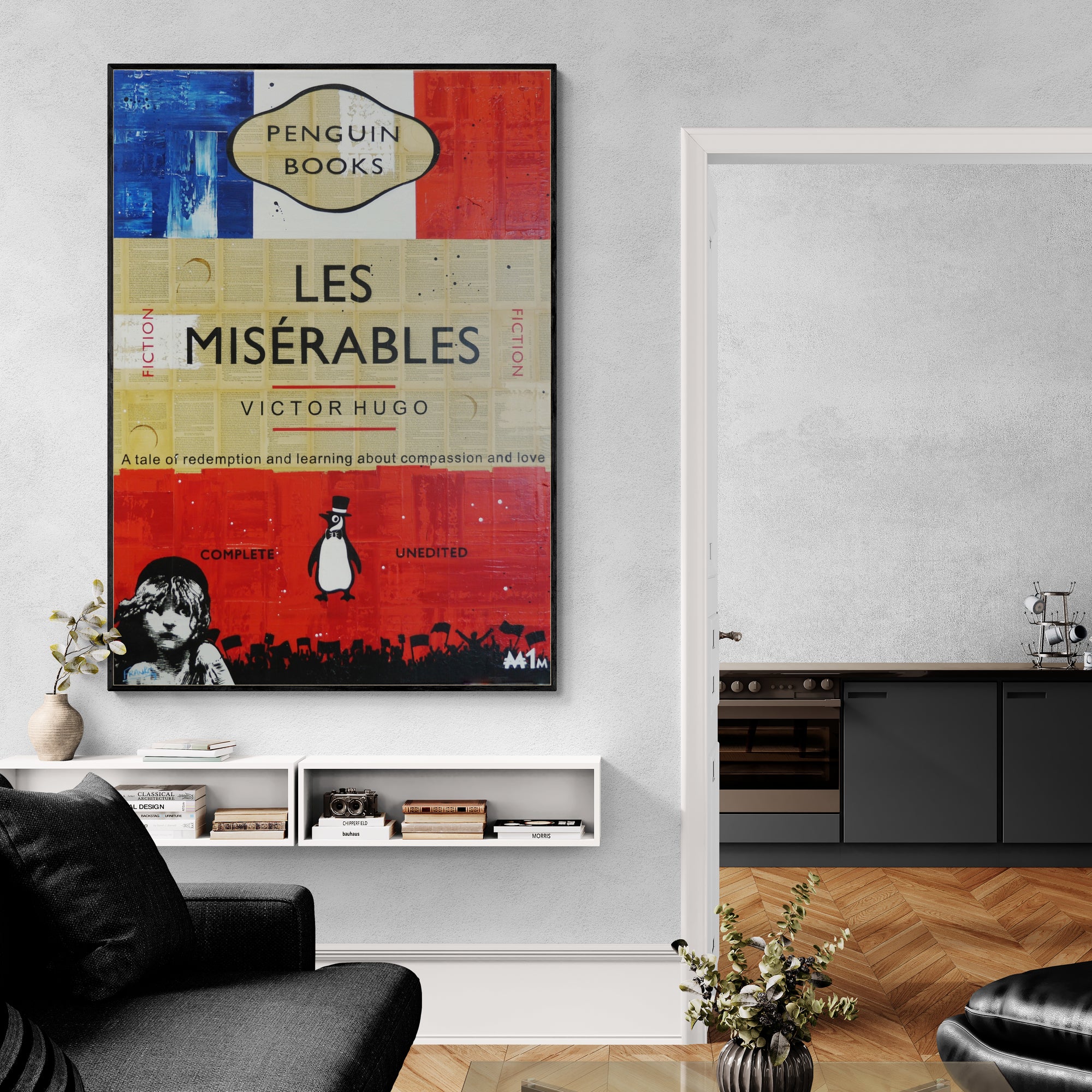 French Connection 140cm x 100cm Les Mis Urban Pop Book Club Painting (SOLD)-book club-[Franko_Artist]-[The_Block]-[Dream_Homes]-[ideas]-[Grand_Designs]-[Art_Lover]-Franklin Art Studio