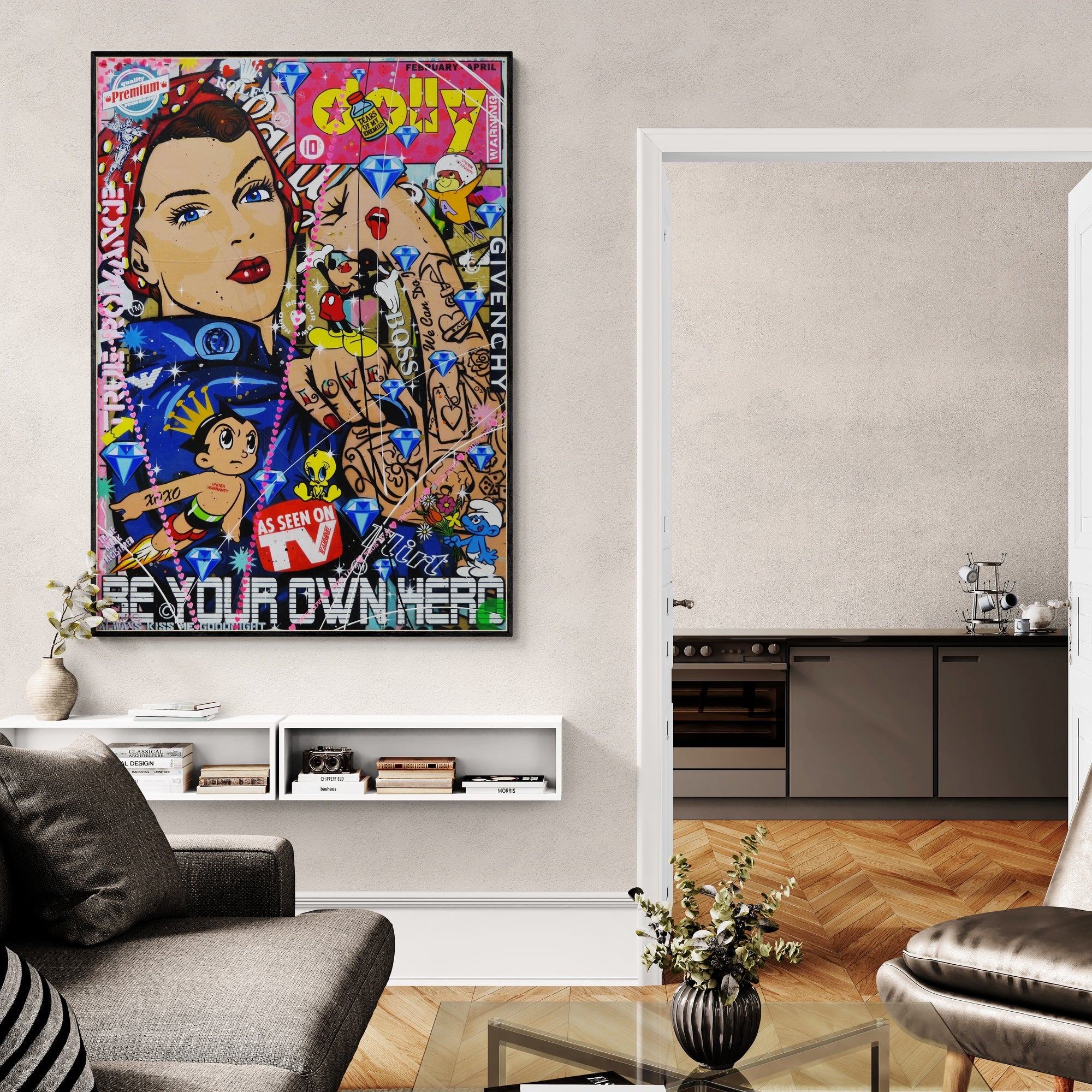 Dolly Rosie 140cm x 100cm Textured Urban Pop Art Painting (SOLD)