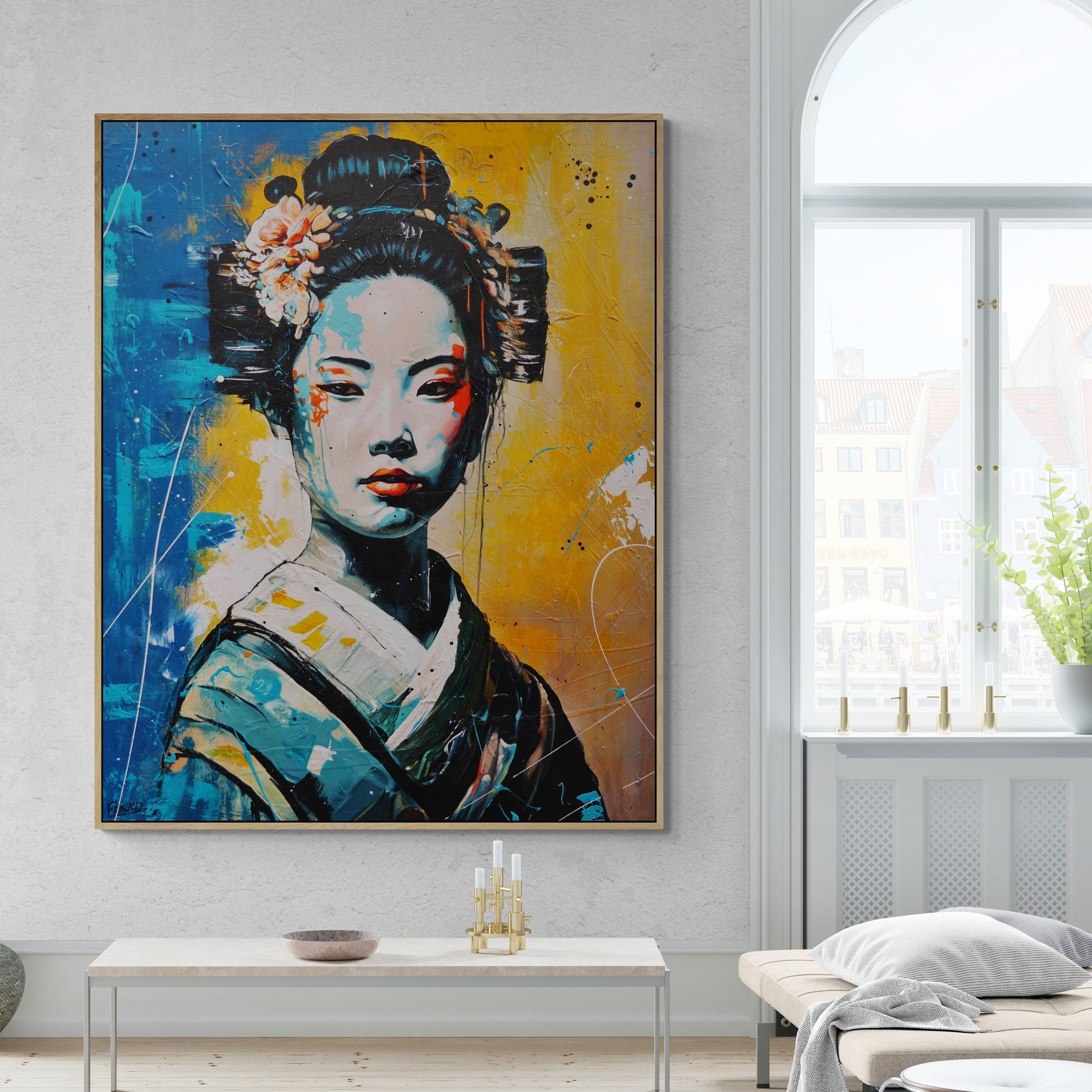 Kawaii "Pretty" 120cm x 150cm Brave and Beautiful Abstract Framed Textured Painting (SOLD)-people-[Franko_Artist]-[Australian_artist]-[Gold_Coast]-[Brisbane]-[modern]-[contemporary]-[original]-[Large_artwork]-[The_Block]-[Dream_Homes]-[ideas]-[Grand_Designs]-[Art_Lover]-Franklin Art Studio