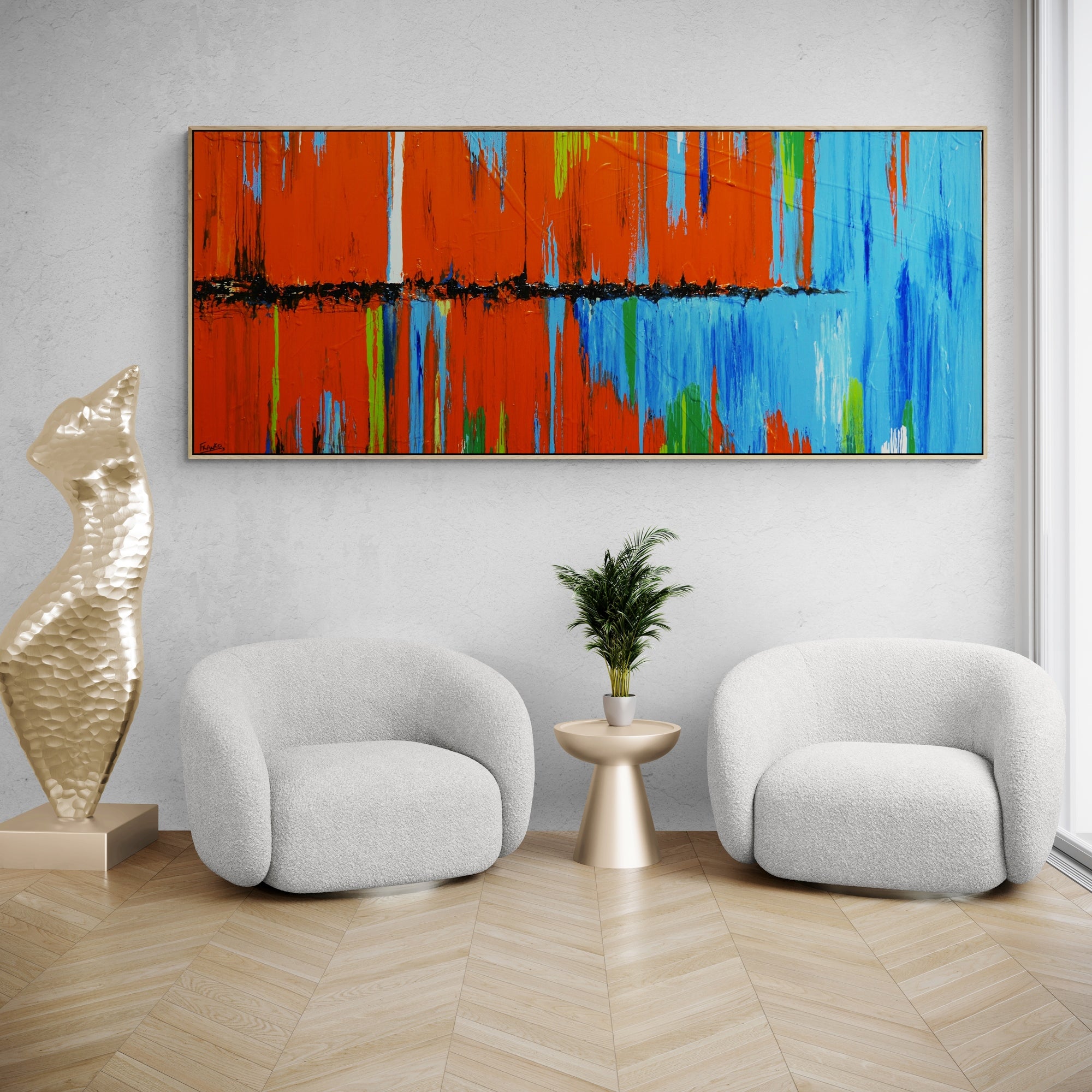 Blue Boulevard 240cm x 100cm Textured Abstract Painting-Abstract-[Franko_Artist]-[Australian_artist]-[Gold_Coast]-[Brisbane]-[modern]-[contemporary]-[original]-[Large_artwork]-[The_Block]-[Dream_Homes]-[ideas]-[Grand_Designs]-[Art_Lover]-Franklin Art Studio