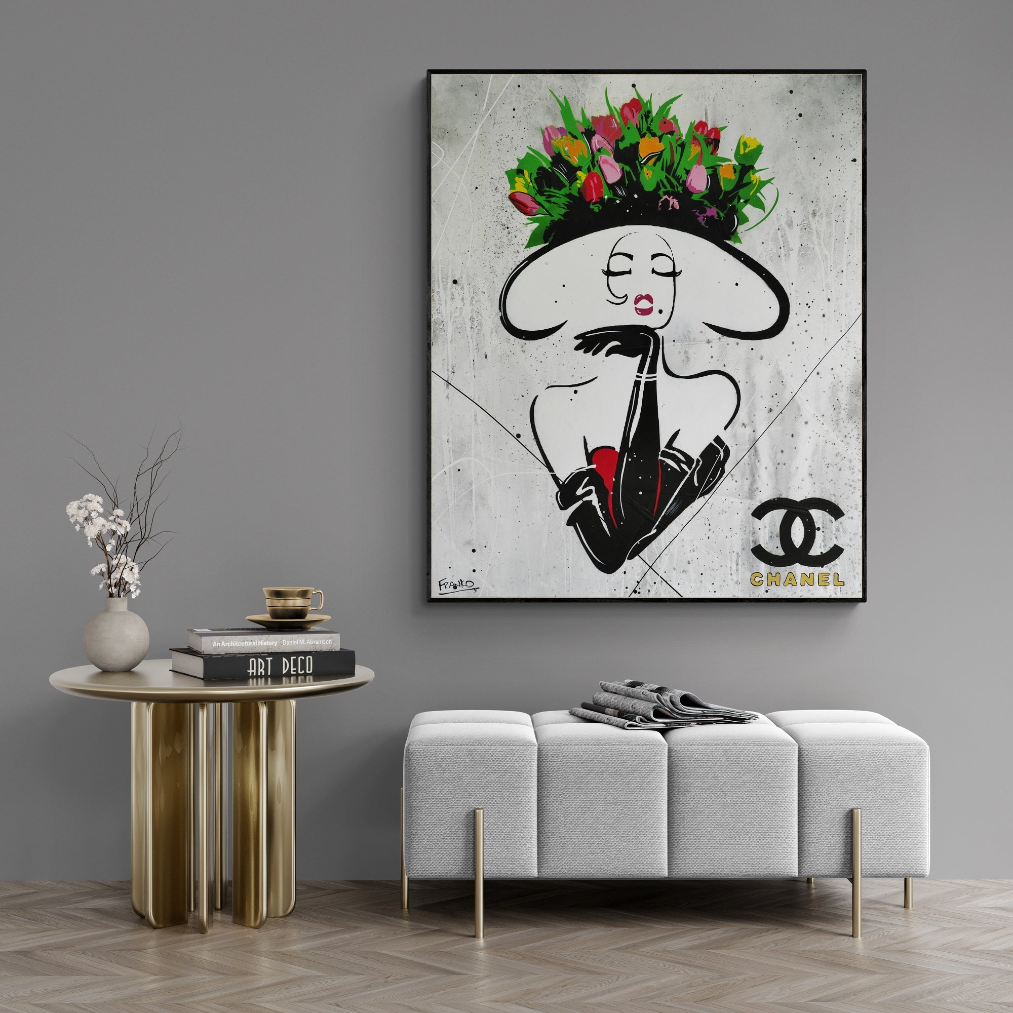 update alt-text with template Blushing 100cm x 120cm Textured Urban Pop Art Painting (SOLD)-Urban Pop Art-[Franko_Artist]-[Australian_artist]-[Gold_Coast]-[Brisbane]-[modern]-[contemporary]-[original]-[Large_artwork]-Franklin Art Studio