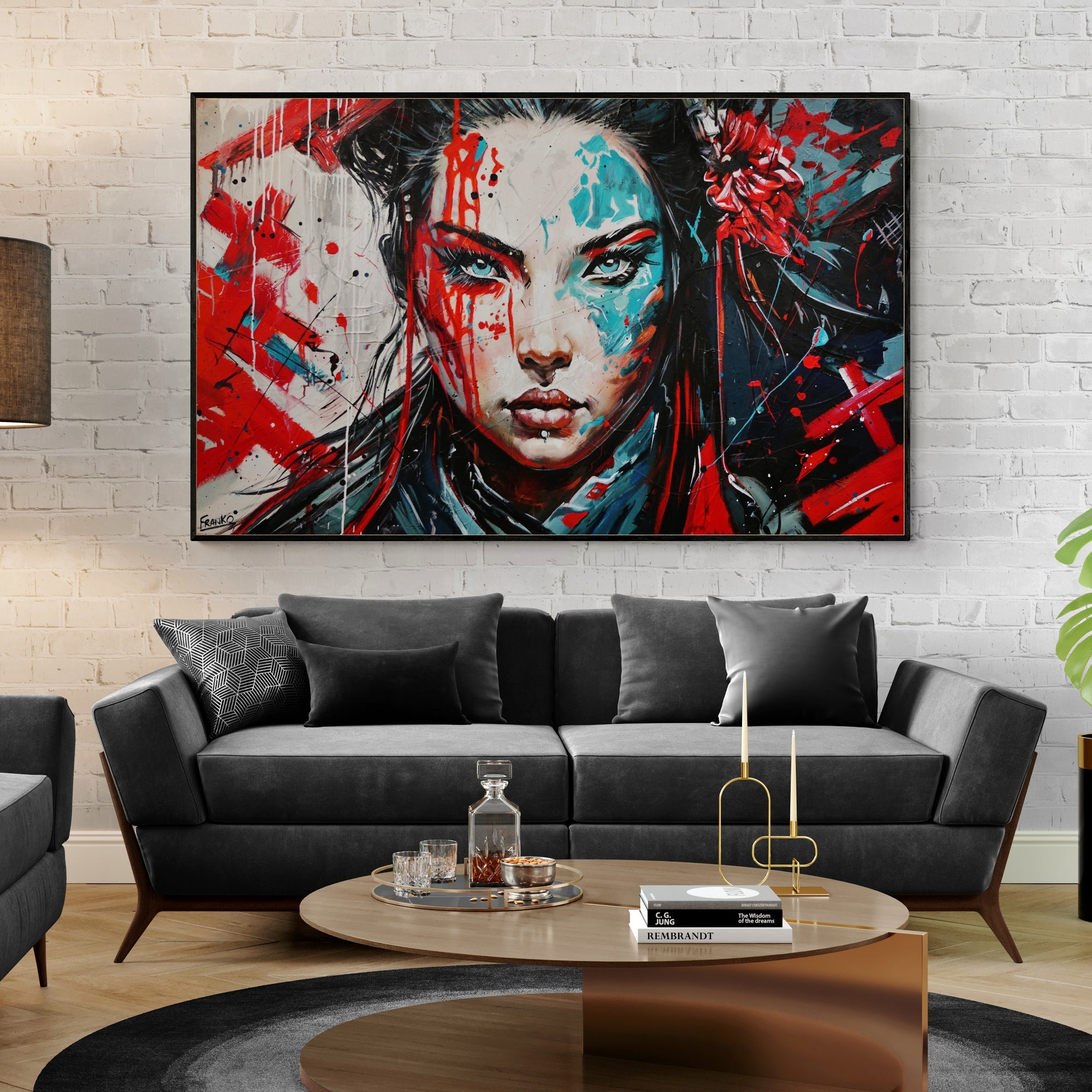 Nakano 160cm x 100cm Brave and Beautiful Abstract Realism Framed Textured Painting (SOLD)-people-[Franko_Artist]-[Australian_artist]-[Gold_Coast]-[Brisbane]-[modern]-[contemporary]-[original]-[Large_artwork]-[The_Block]-[Dream_Homes]-[ideas]-[Grand_Designs]-[Art_Lover]-Franklin Art Studio