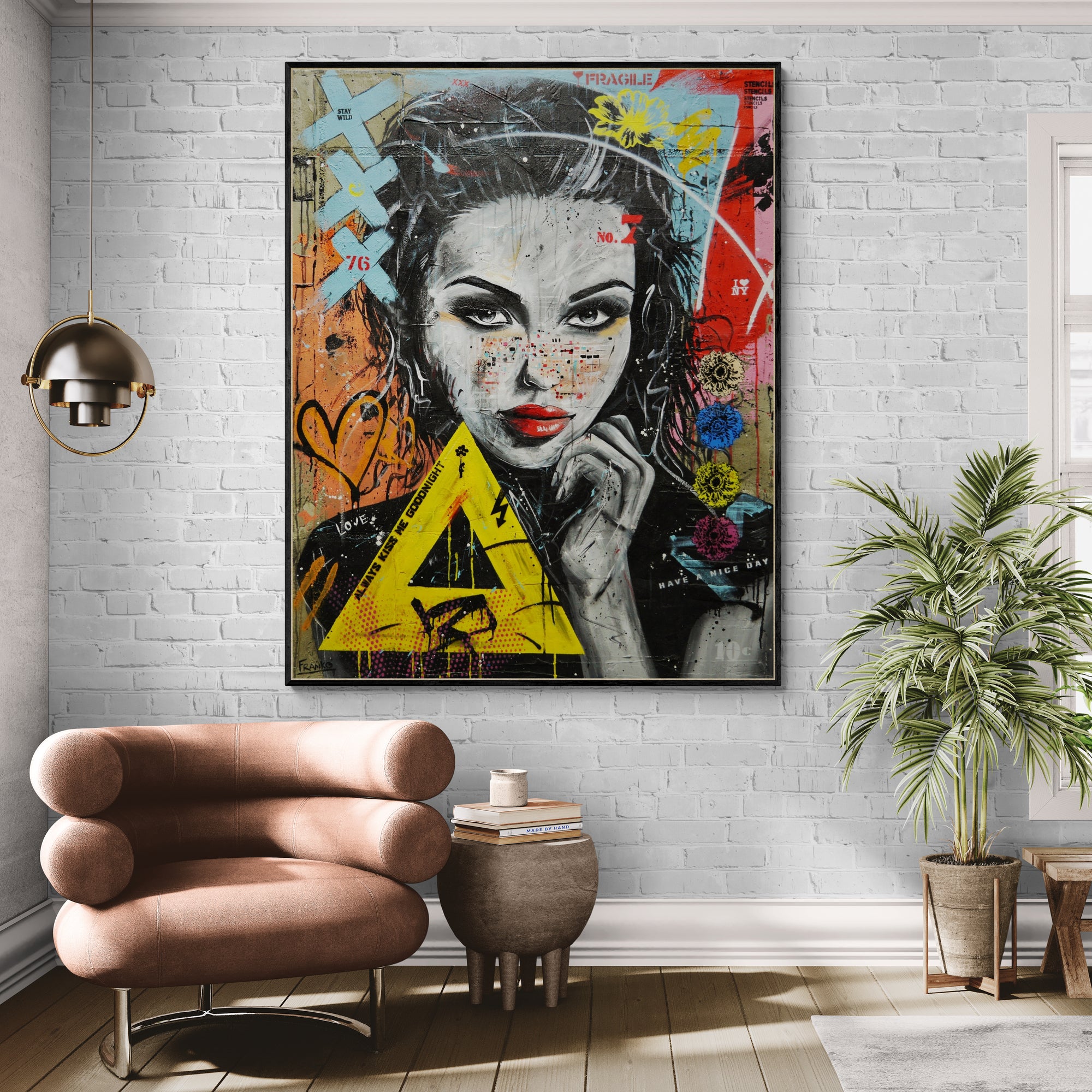 Rebel Rebel 120cm x 150cm Industrial Concrete Textured Urban Pop Art Painting