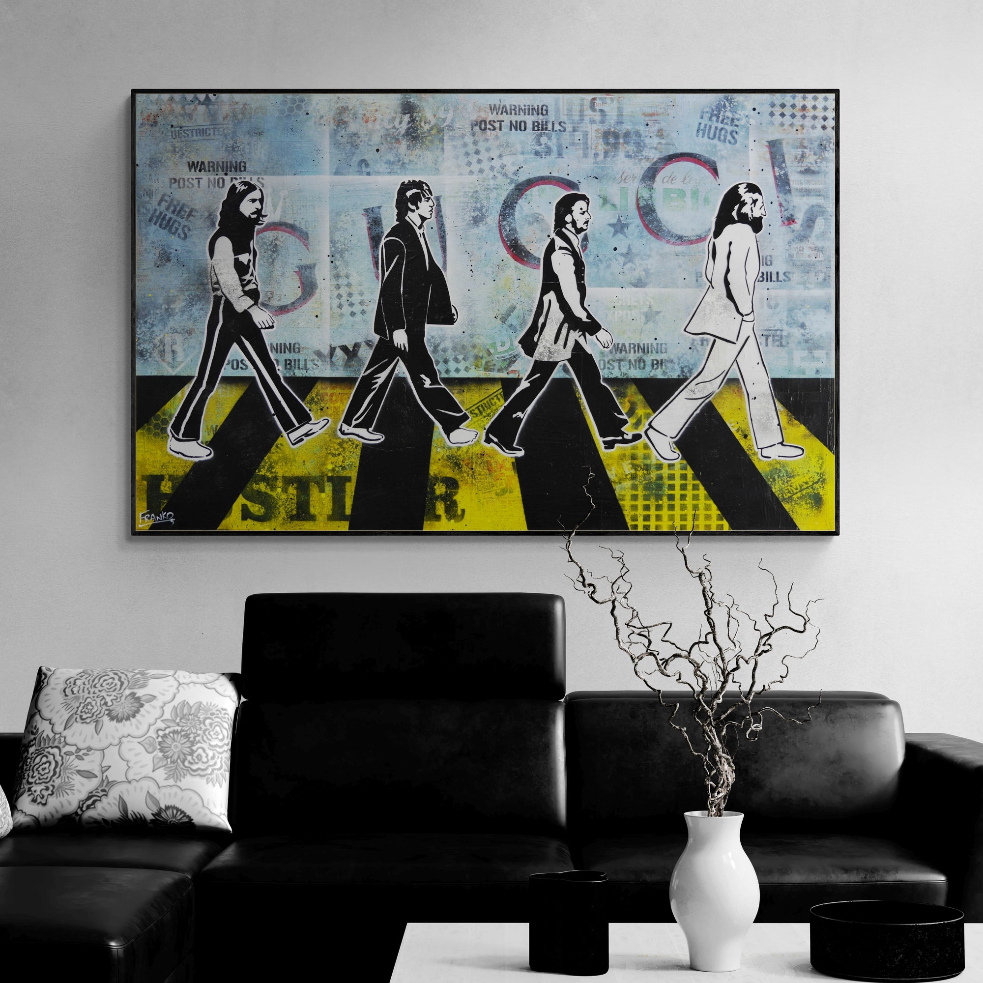 Abbey Road 160cm x 100cm Beatles Textured Urban Pop Art Painting (SOLD)-Urban Pop Art-[Franko_Artist]-[The_Block]-[Dream_Homes]-[ideas]-[Grand_Designs]-[Art_Lover]-Franklin Art Studio