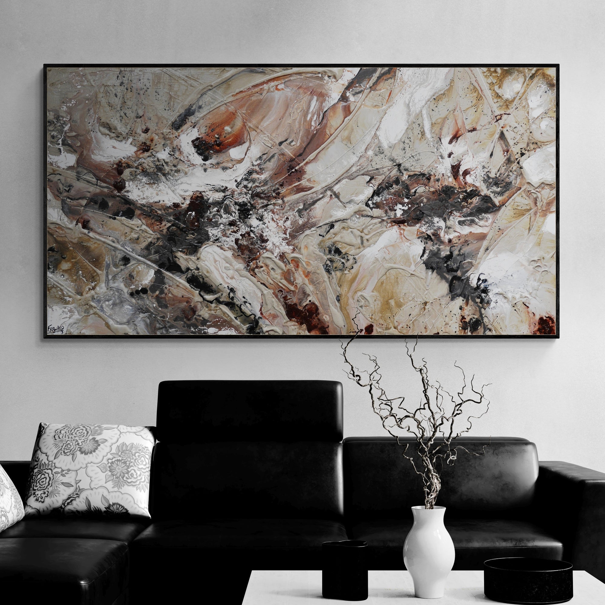 Rusted Almond 190cm x 100cm Textured Abstract Painting (SOLD)-Abstract-[Franko_Artist]-[The_Block]-[Dream_Homes]-[ideas]-[Grand_Designs]-[Art_Lover]-Franklin Art Studio