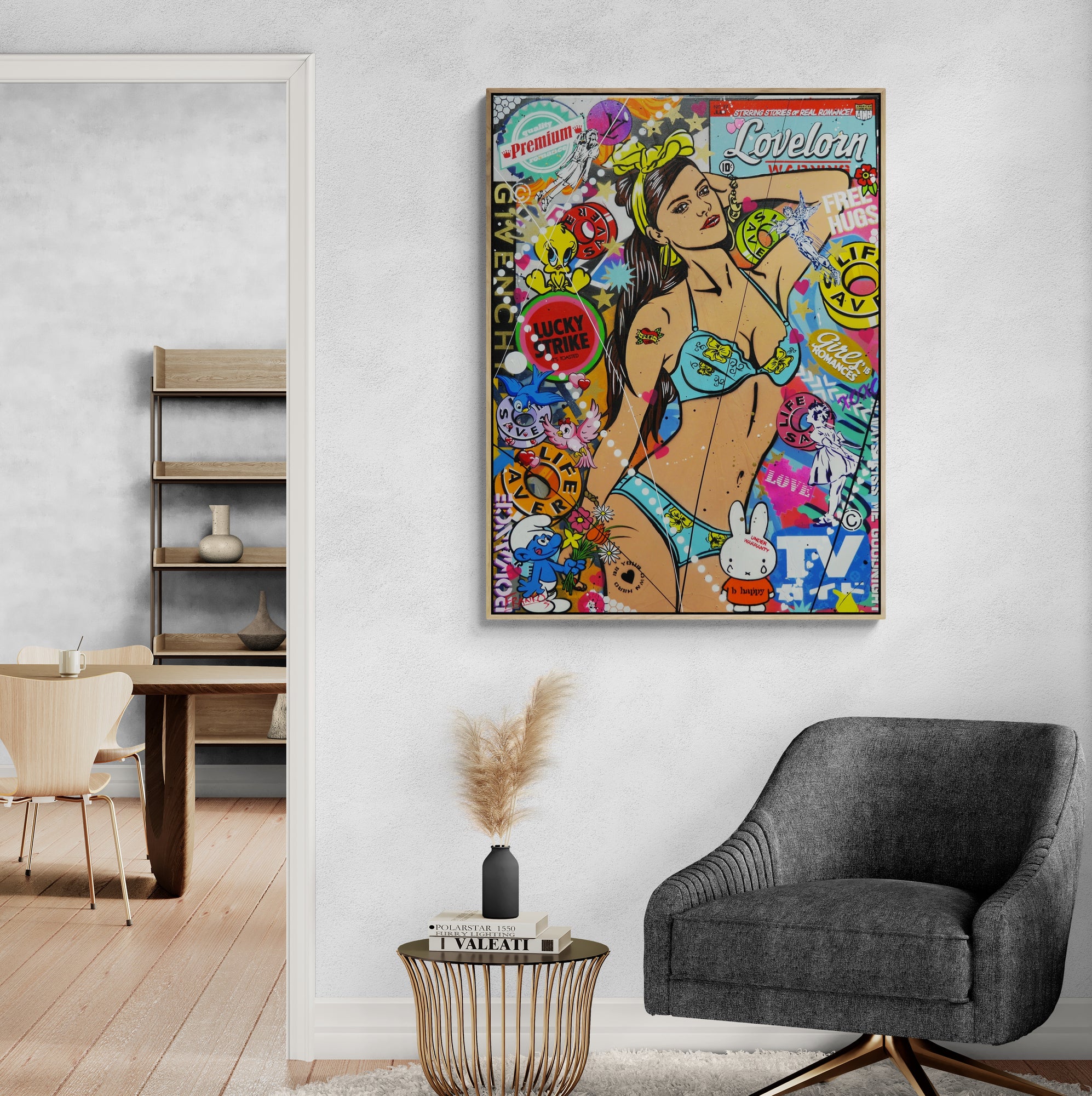 Bikini Clad 75cm x 100cm Textured Urban Pop Art Painting