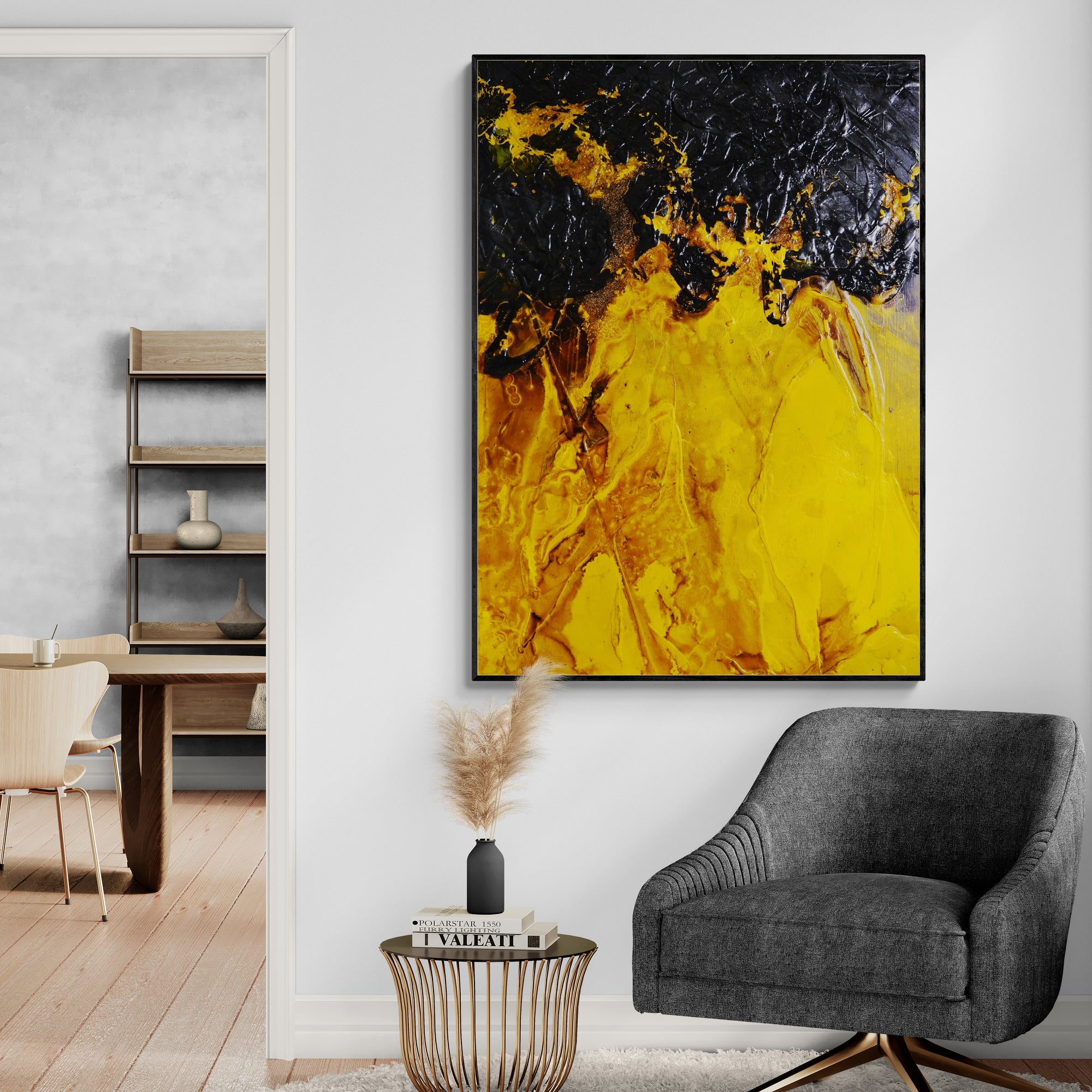 Sunflower and Rust 140cm x 100cm Portrait/Landscape Textured Abstract Painting (SOLD)-Abstract-[Franko_Artist]-[The_Block]-[Dream_Homes]-[ideas]-[Grand_Designs]-[Art_Lover]-Franklin Art Studio