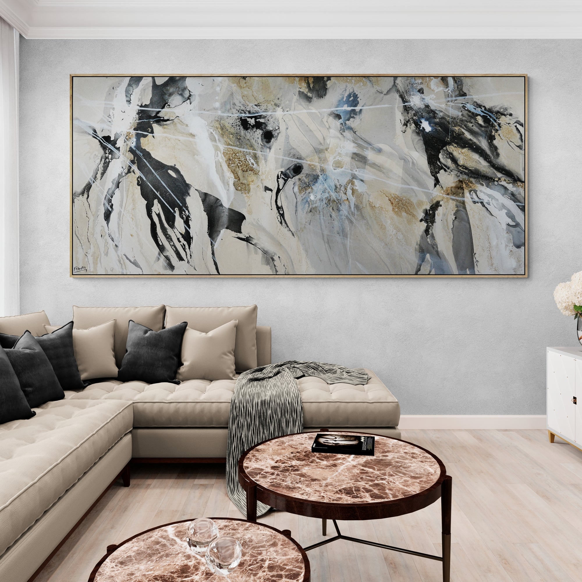 Refined 227 270cm x 120cm Blended Inks Abstract Painting (SOLD)-Abstract-[Franko_Artist]-[The_Block]-[Dream_Homes]-[ideas]-[Grand_Designs]-[Art_Lover]-Franklin Art Studio