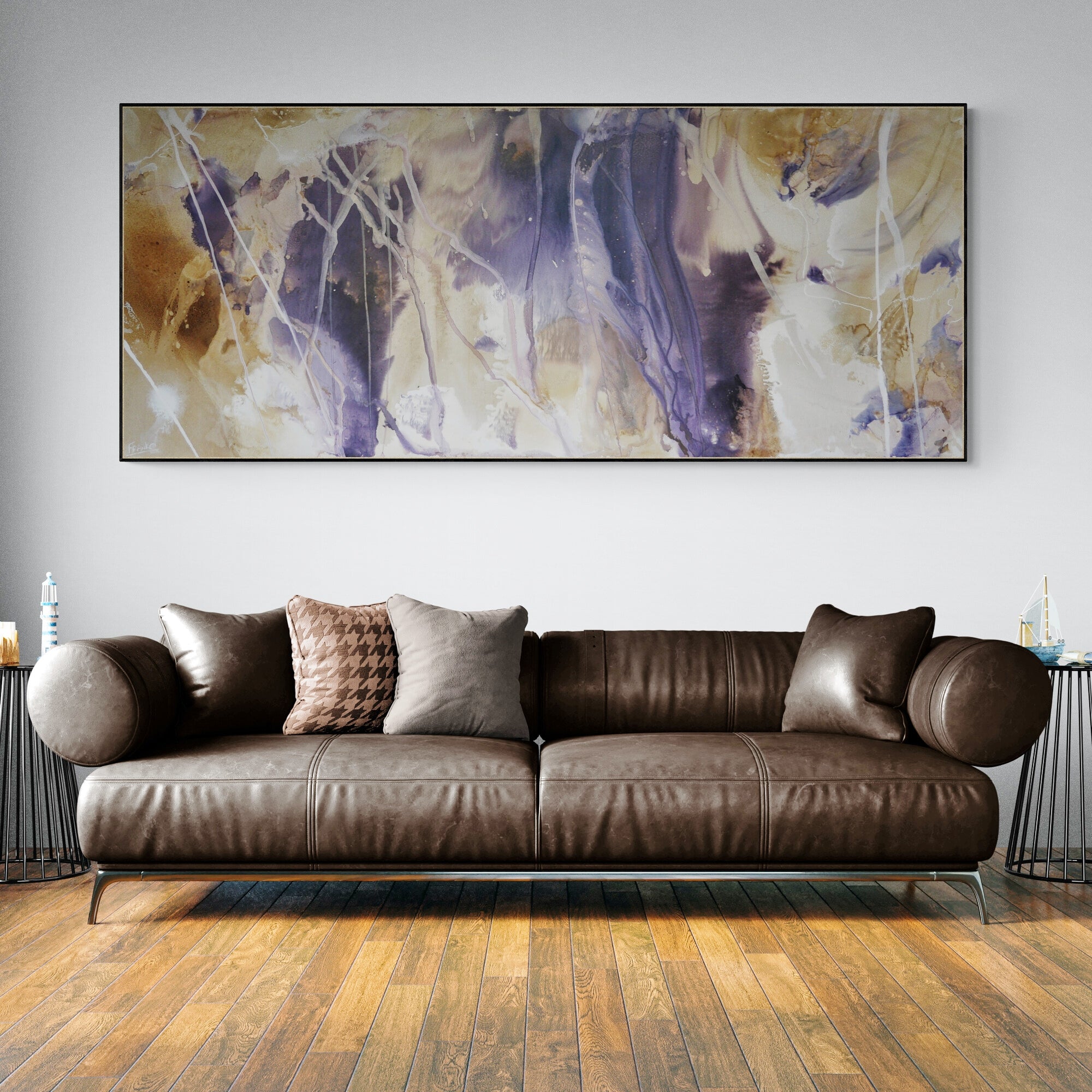 Refined 186 240cm x 100cm Mauve Blended Ink Abstract Painting (SOLD)-Abstract-[Franko_Artist]-[The_Block]-[Dream_Homes]-[ideas]-[Grand_Designs]-[Art_Lover]-Franklin Art Studio