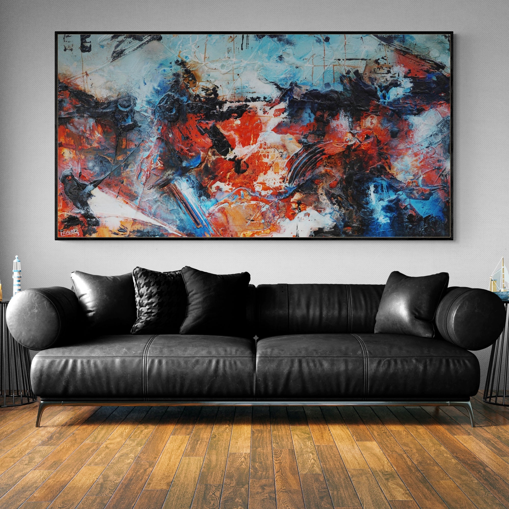 Resonance 190cm x 100cm Textured Abstract Painting (SOLD-Abstract-[Franko_Artist]-[The_Block]-[Dream_Homes]-[ideas]-[Grand_Designs]-[Art_Lover]-Franklin Art Studio