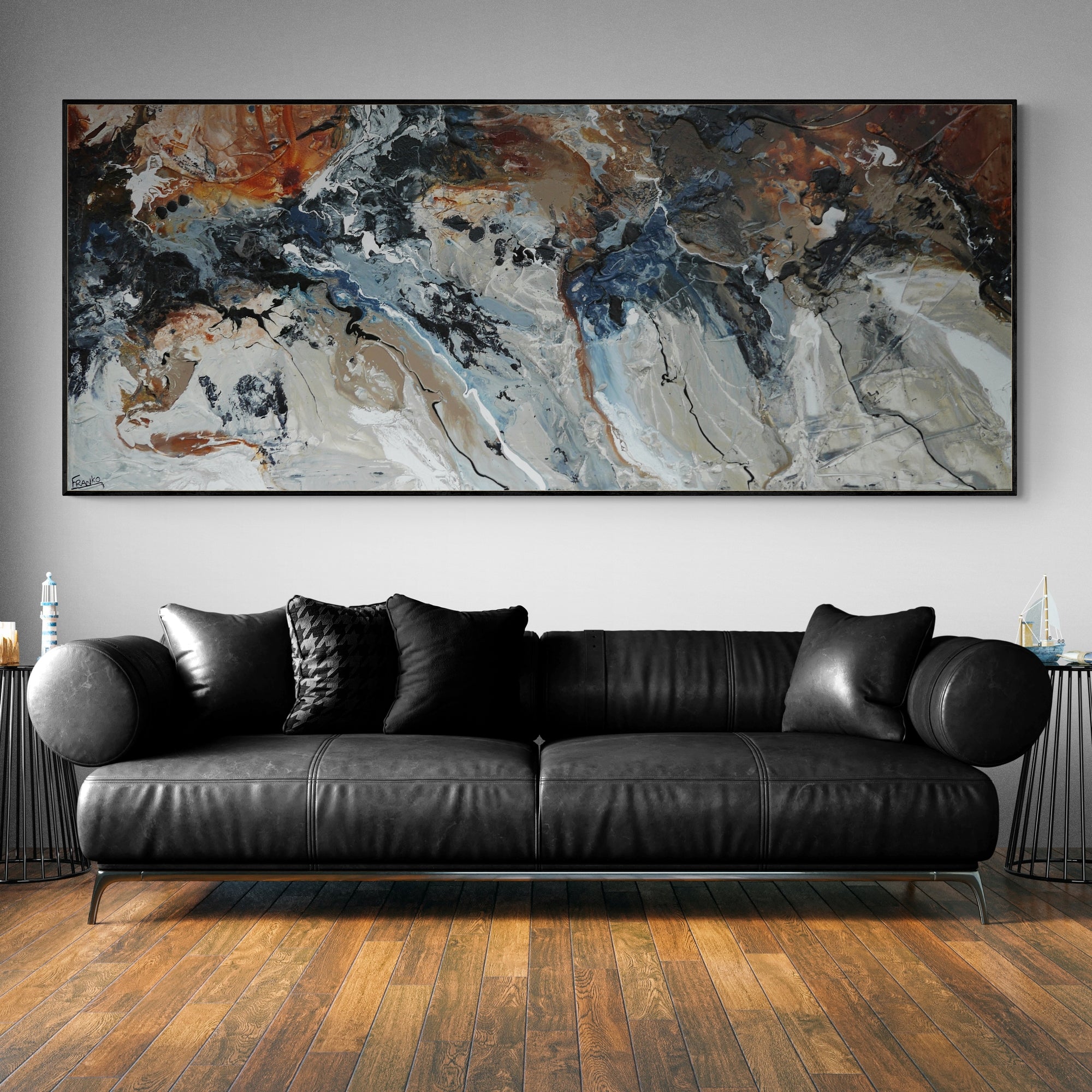 Rusted Denim 240cm x 100cm Textured Abstract Painting (SOLD)-Abstract-[Franko_Artist]-[Australian_artist]-[Gold_Coast]-[Brisbane]-[modern]-[contemporary]-[original]-[Large_artwork]-[The_Block]-[Dream_Homes]-[ideas]-[Grand_Designs]-[Art_Lover]-Franklin Art Studio