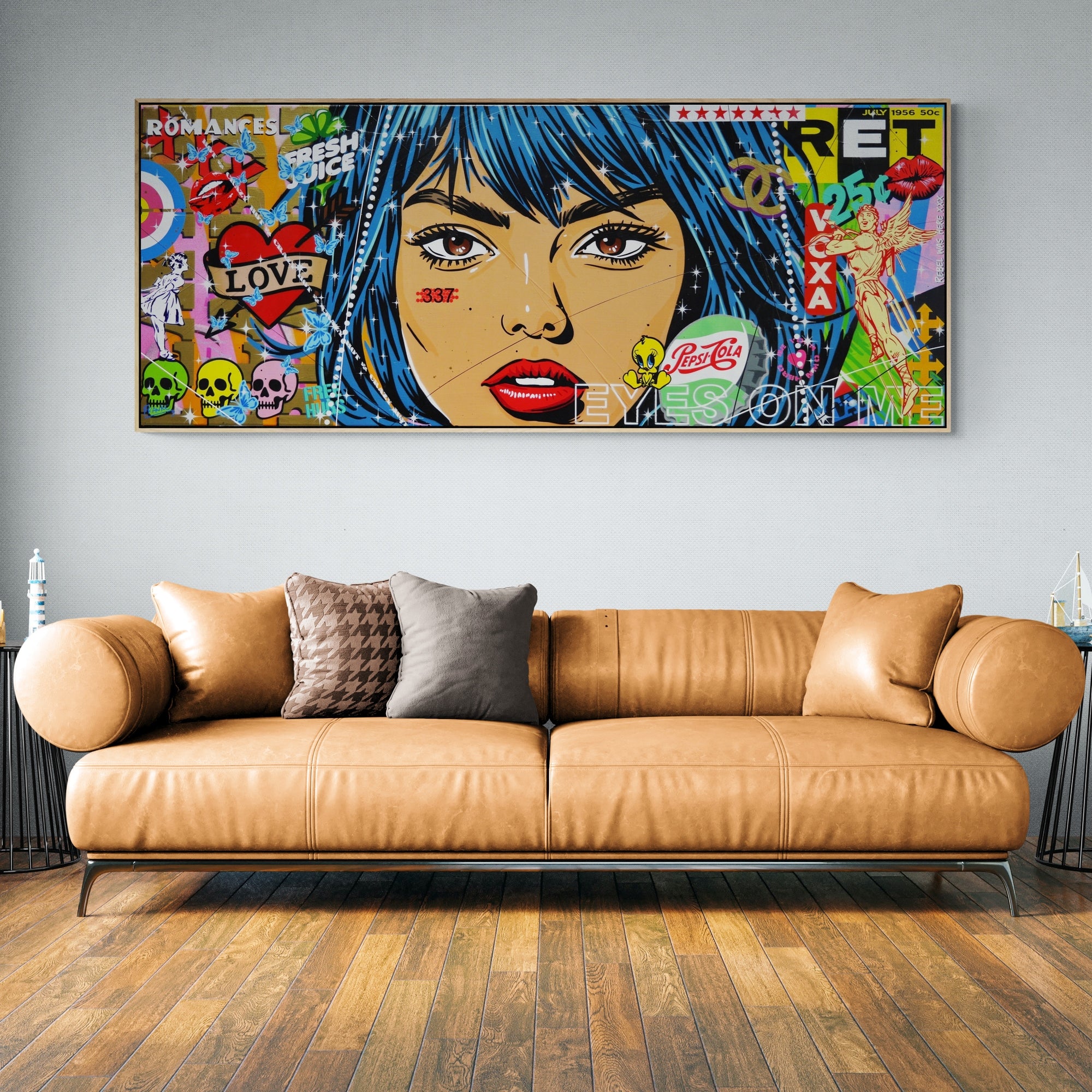 All Eyes On Me 200cm x 80cm Textured Urban Pop Art Painting (SOLD)
