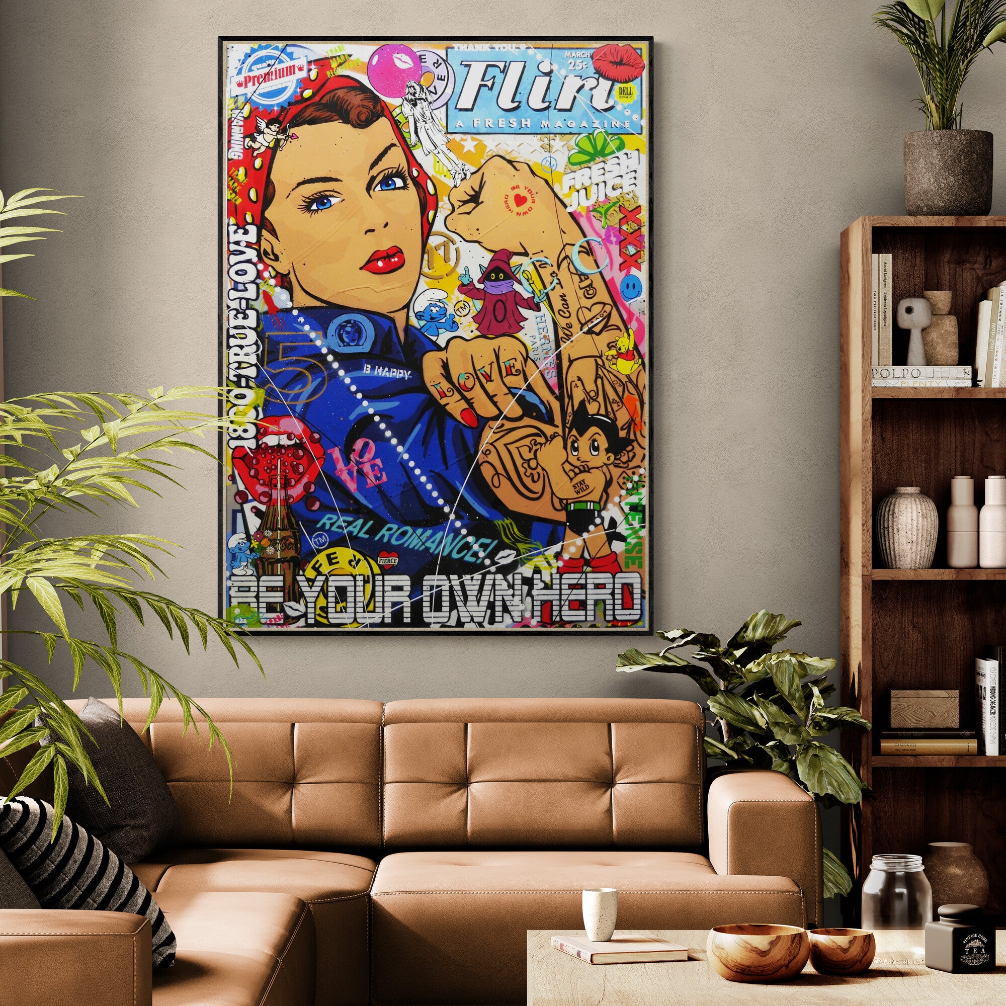 Loving Rosie 100cm x 140cm Rosie The Riveter Textured Urban Pop Art Painting