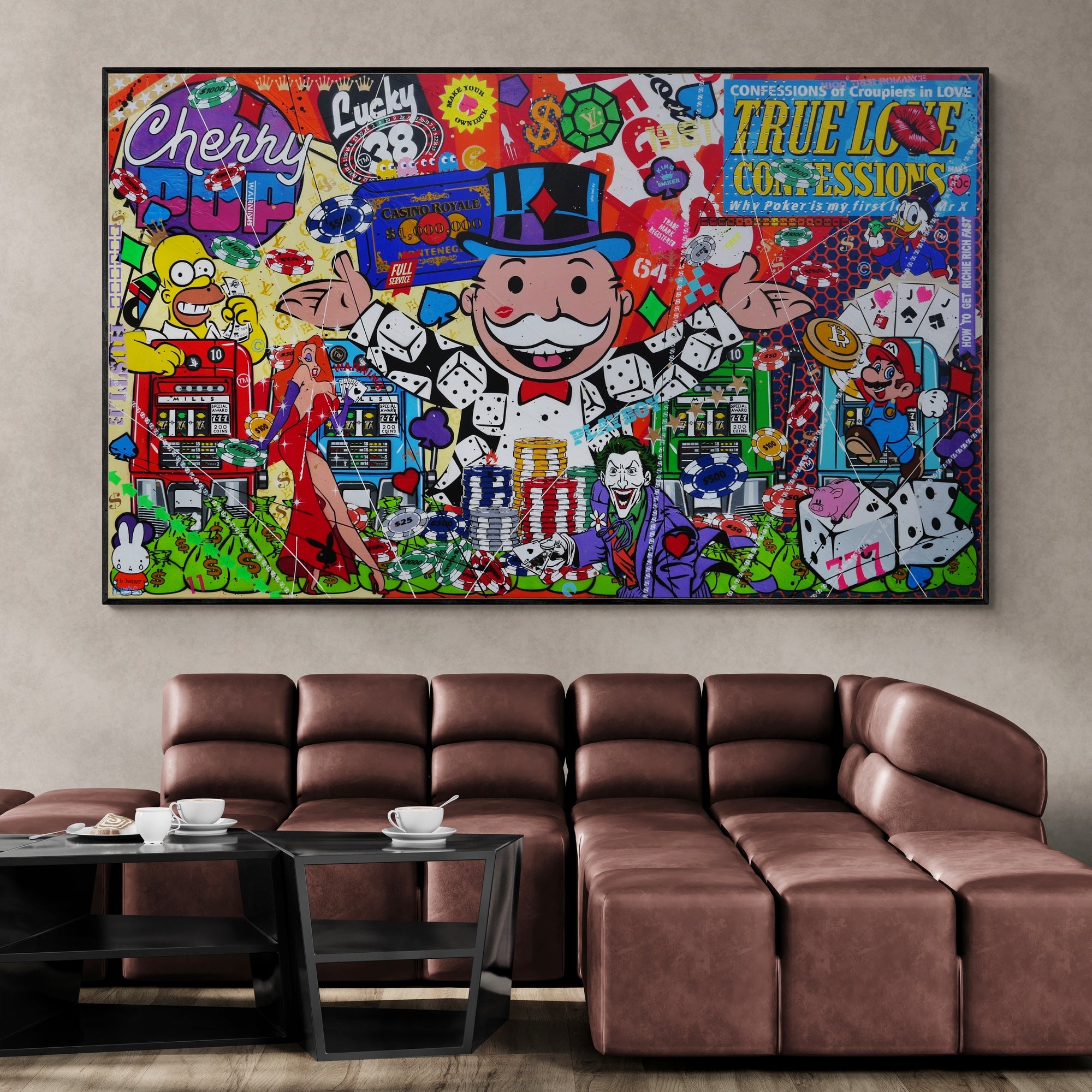 Bandits 250cm x 150cm Monopoly Man Textured Urban Pop Art Spray Paint Painting-Urban Pop Art-[Franko_Artist]-[Australian_artist]-[Gold_Coast]-[Brisbane]-[modern]-[contemporary]-[original]-[Large_artwork]-[The_Block]-[Dream_Homes]-[ideas]-[Grand_Designs]-[Art_Lover]-Franklin Art Studio