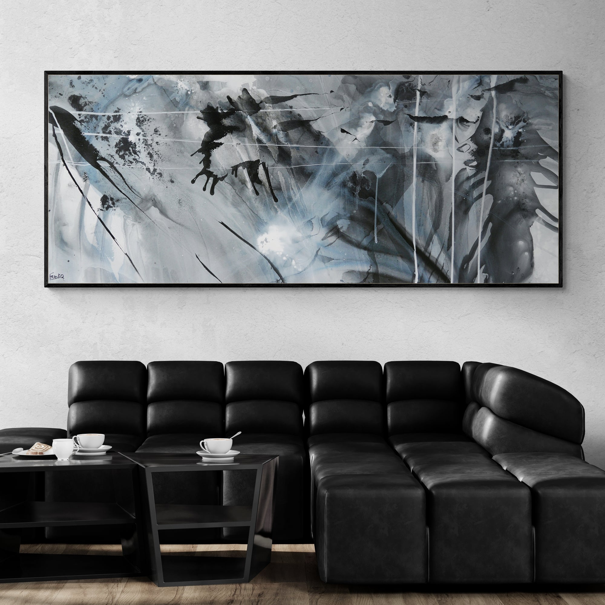 Refined 777 240cm x 100cm Greyscale Blended Ink Abstract Painting (SOLD)-Abstract-[Franko_Artist]-[Australian_artist]-[Gold_Coast]-[Brisbane]-[modern]-[contemporary]-[original]-[Large_artwork]-[The_Block]-[Dream_Homes]-[ideas]-[Grand_Designs]-[Art_Lover]-Franklin Art Studio